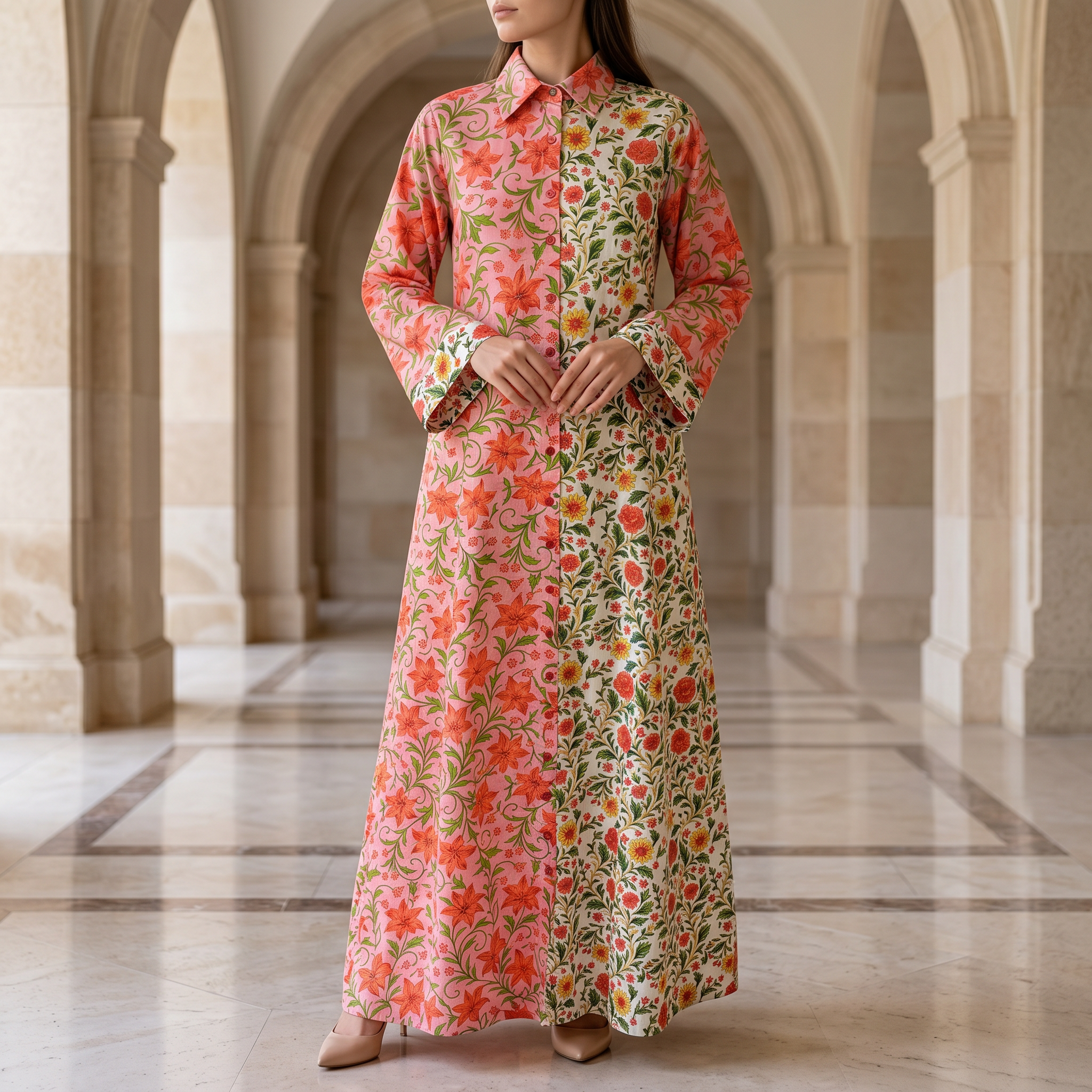 L/XL Singapore Printed Cotton Dress 57" Long Jalabiya 25307-1325 JP