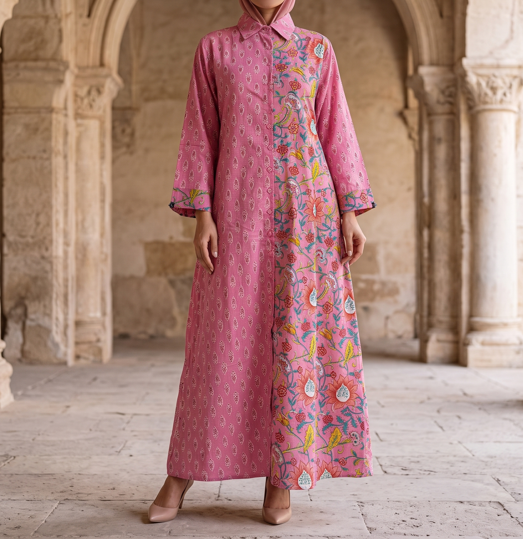 L/XL Singapore Printed Cotton Dress 57" Long Jalabiya 25308-1325 JP