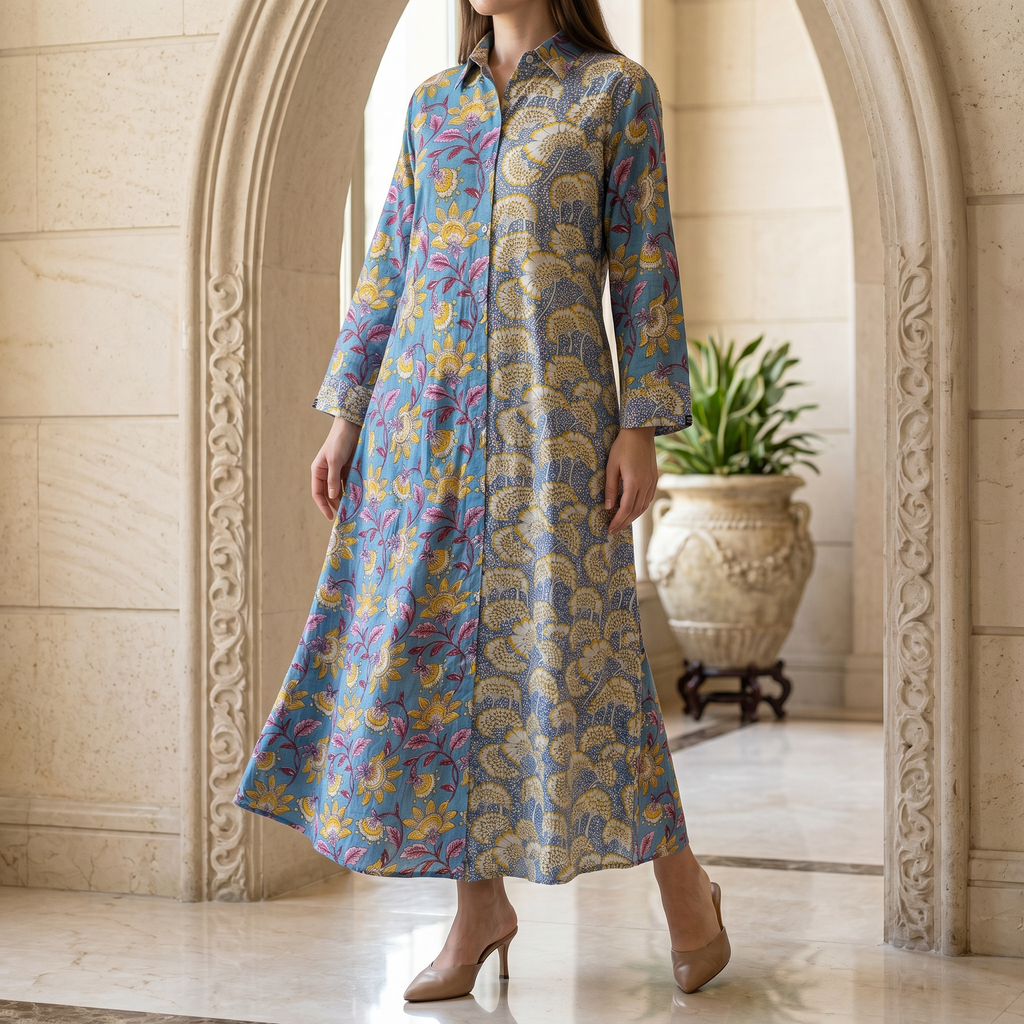L/XL Singapore Printed Cotton Dress 57" Long Jalabiya 25310-1325 JP