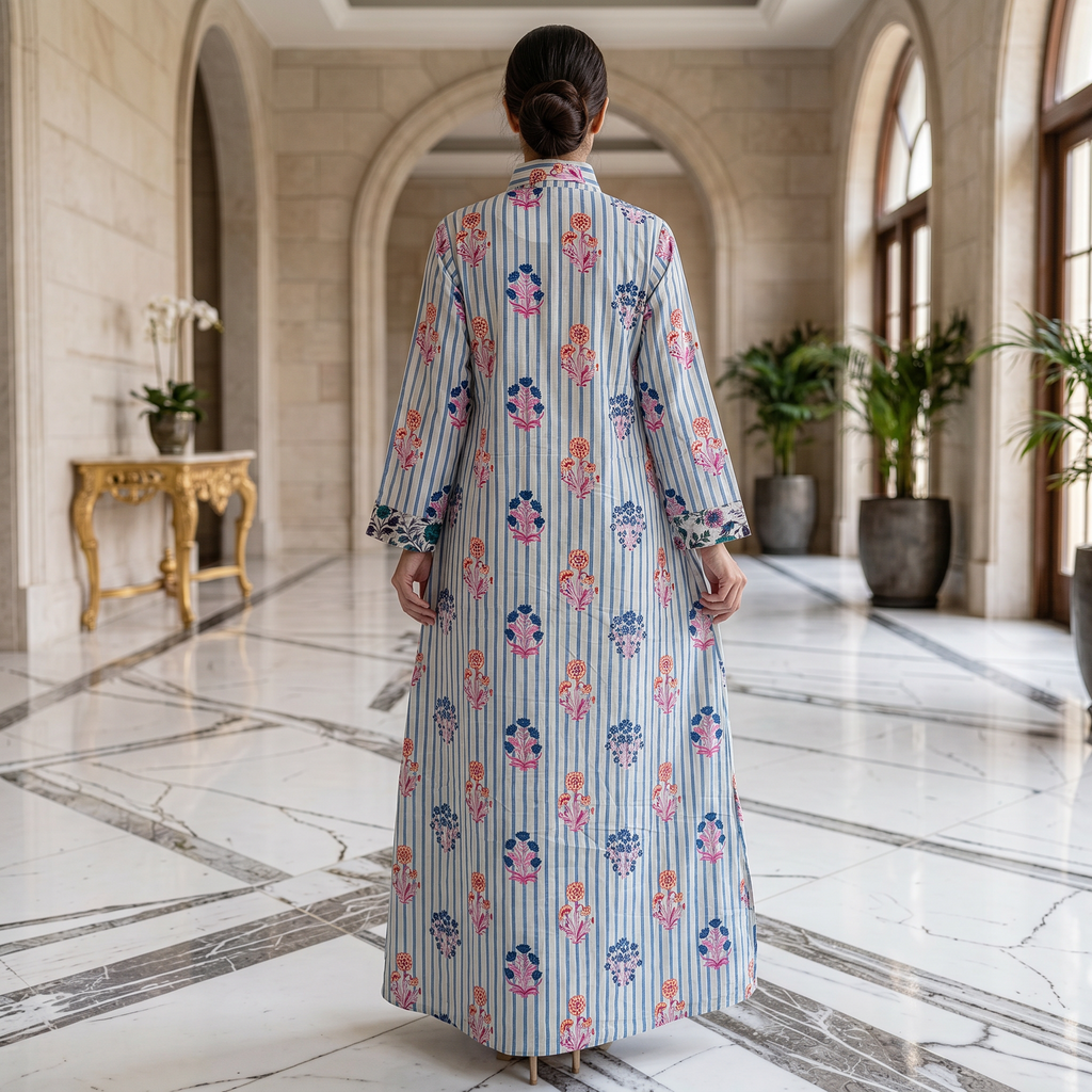 2XL/3XL Singapore Printed Cotton Dress 57" Long Jalabiya 25319-1325 JP