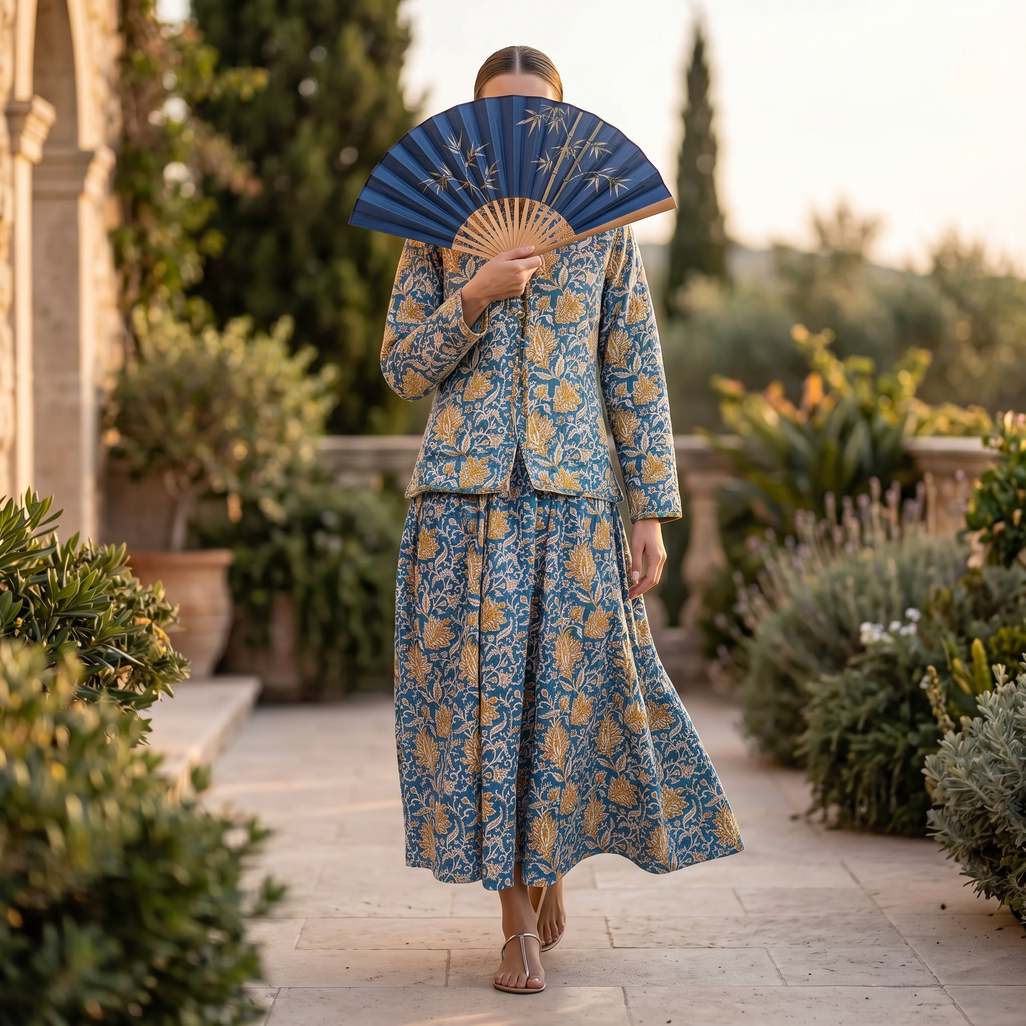 XS-S Cotton Printed Jacket & Jalabiya Set length 54” Long 25384-1353 JP