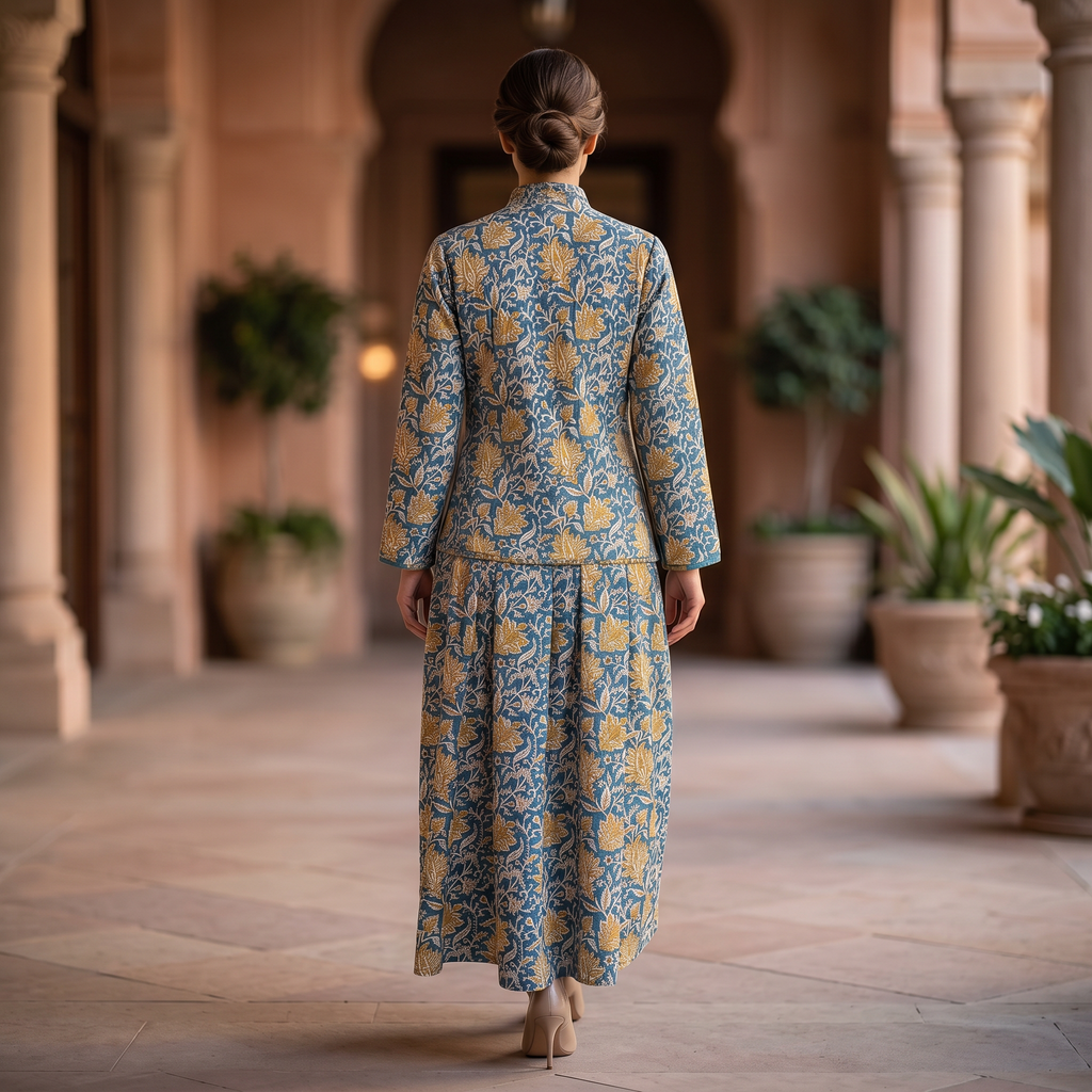 XS-S Cotton Printed Jacket & Jalabiya Set length 54” Long 25384-1353 JP