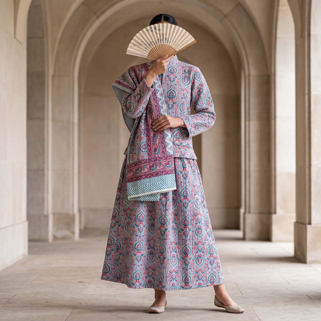 L-XL Hira Cotton Jacket & Jalabiya Set With Sheila length 57” Long 25385-1353 JP