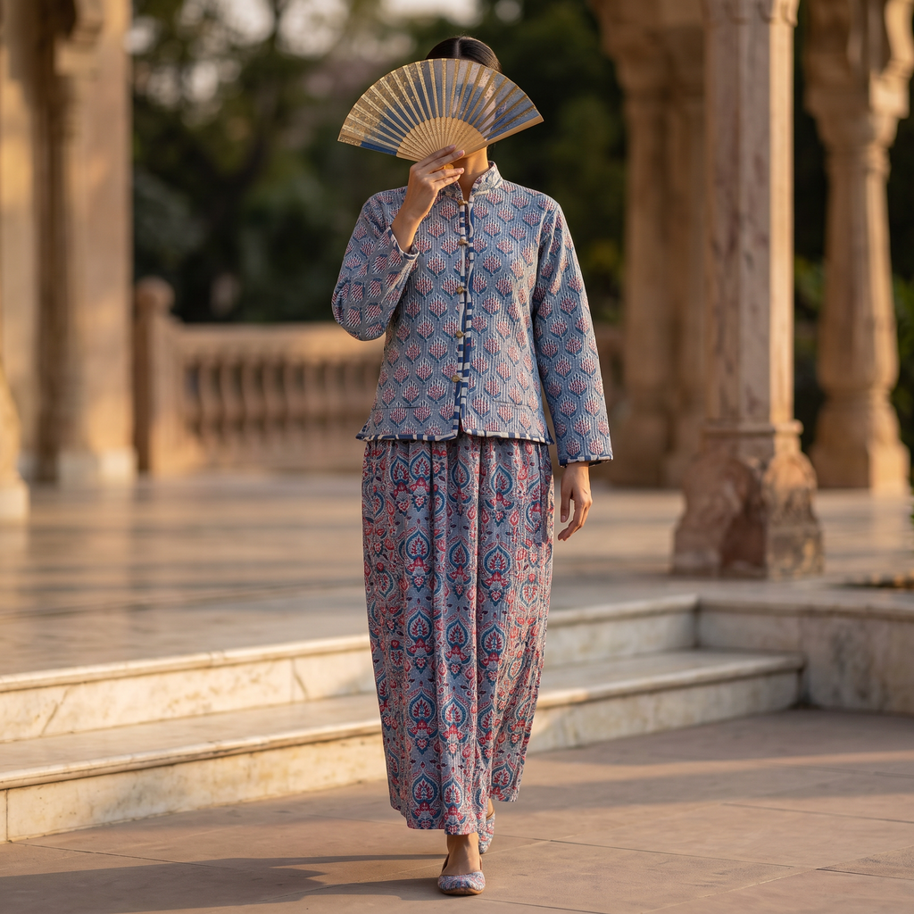L-XL Hira Cotton Jacket & Jalabiya Set With Sheila length 57” Long 25385-1353 JP