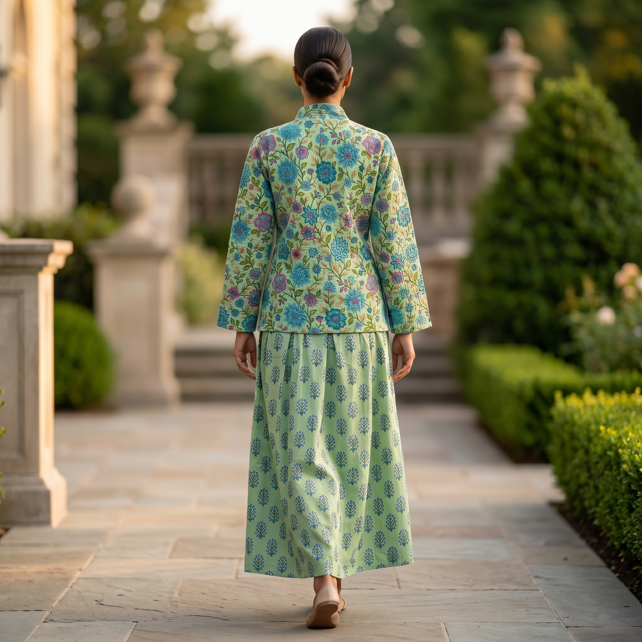 XS-S Cotton Printed Jacket & Jalabiya Set length 54” Long 25386-1353 JP