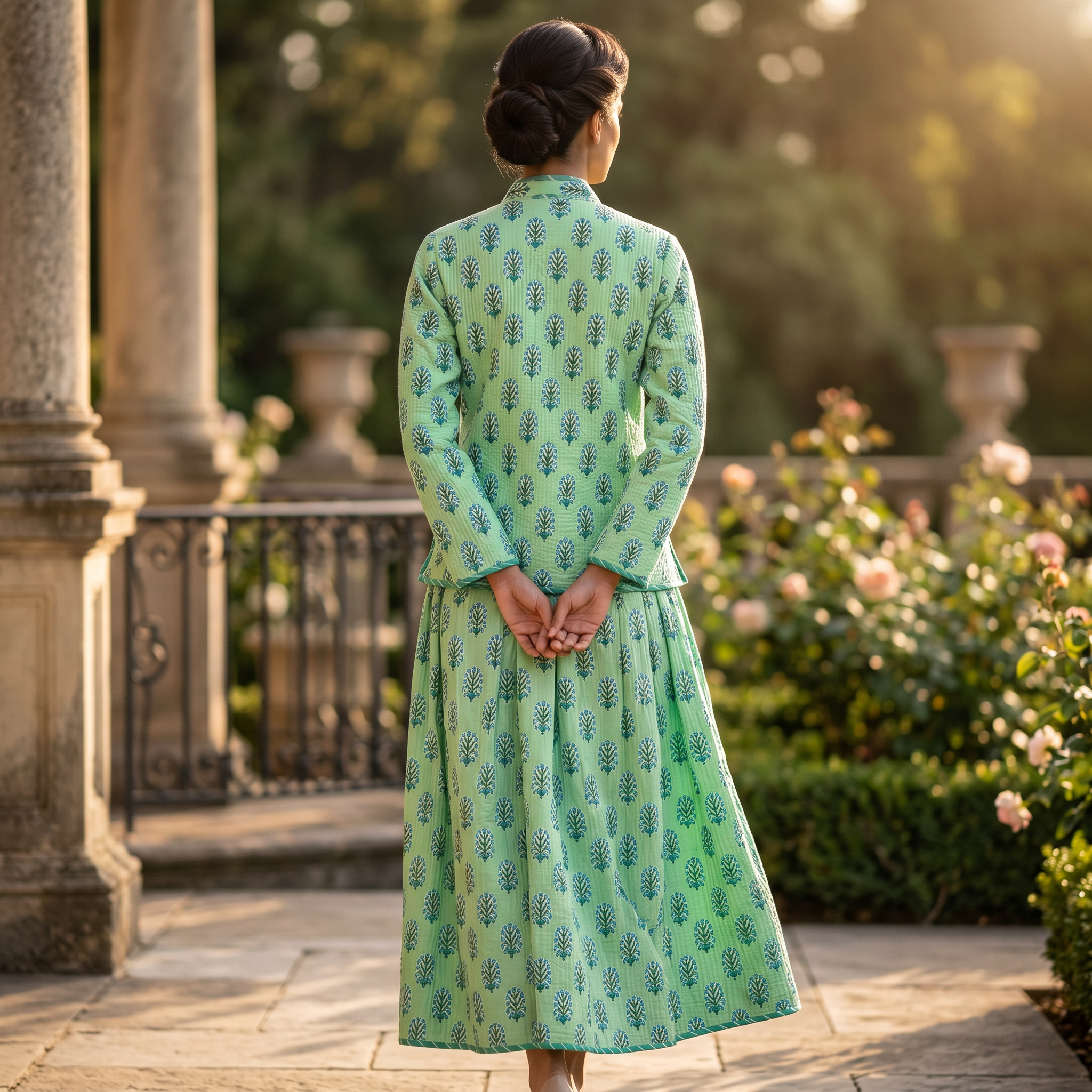 S-M Cotton Printed Jacket & Jalabiya Set length 57” Long 25387-1353 JP