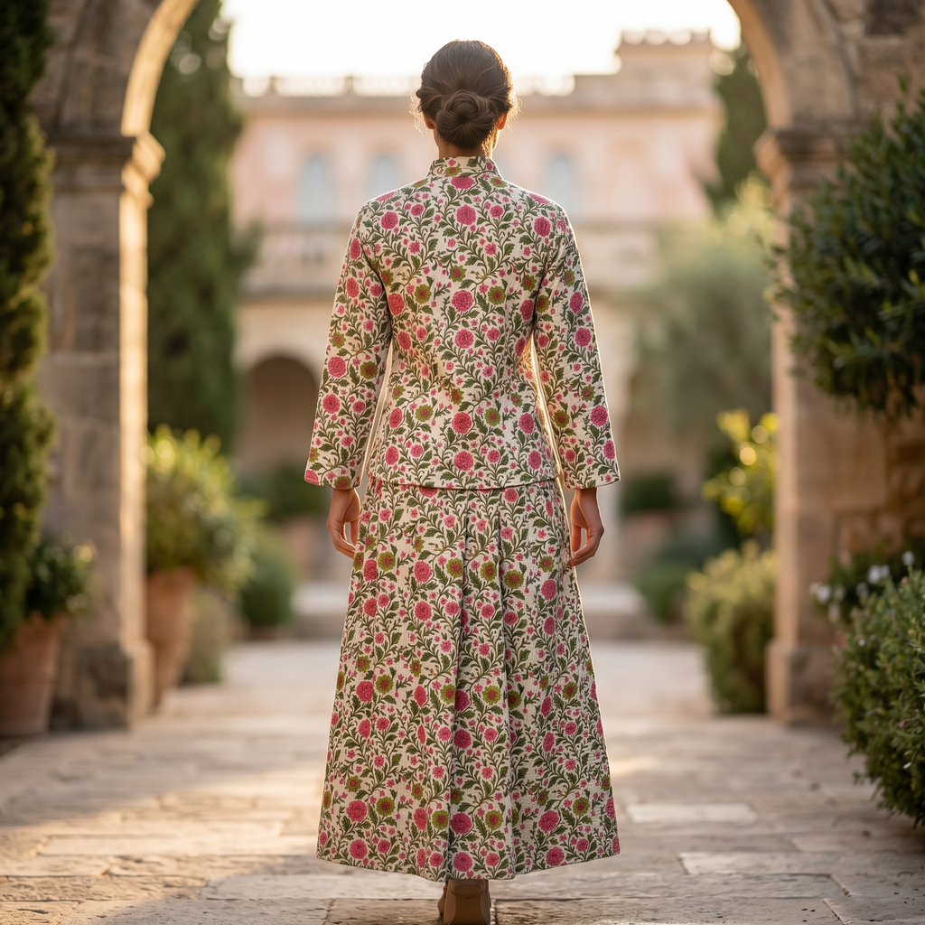 XS-S Cotton Printed Jacket & Jalabiya Set length 54” Long 25388-1353 JP