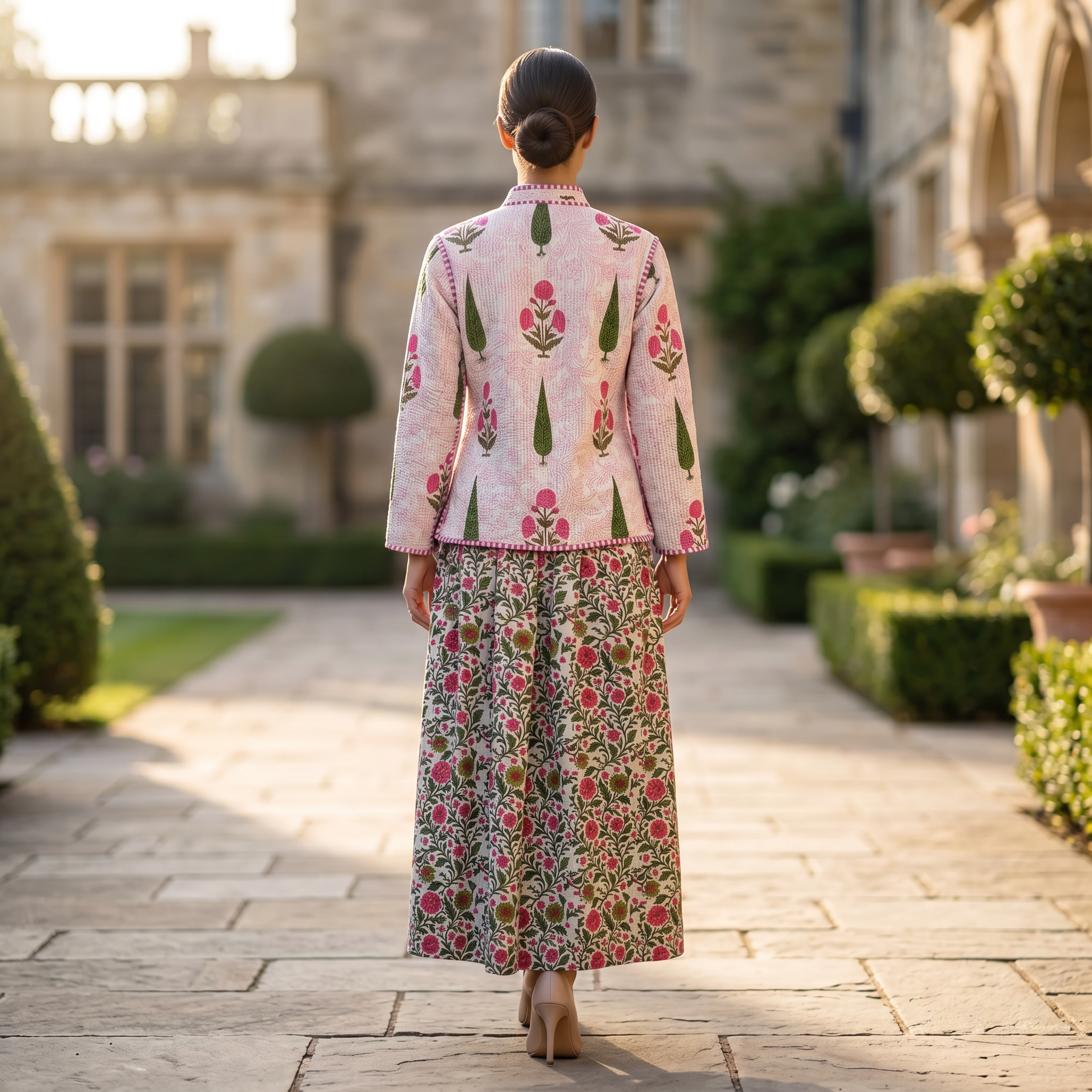 XS-S Cotton Printed Jacket & Jalabiya Set length 54” Long 25388-1353 JP