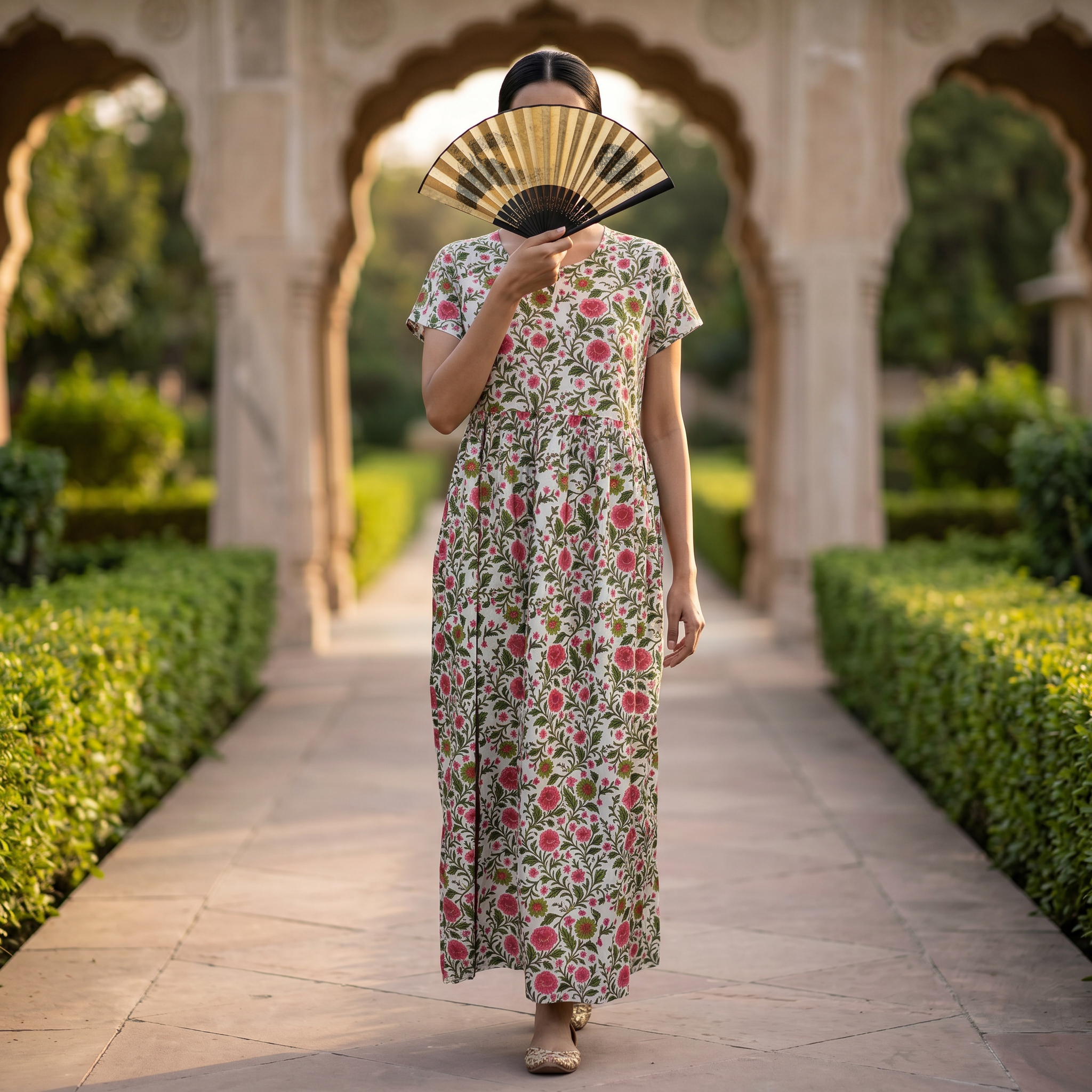 S-M Cotton Printed Jacket & Jalabiya Set length 57” Long 25389-1353 JP