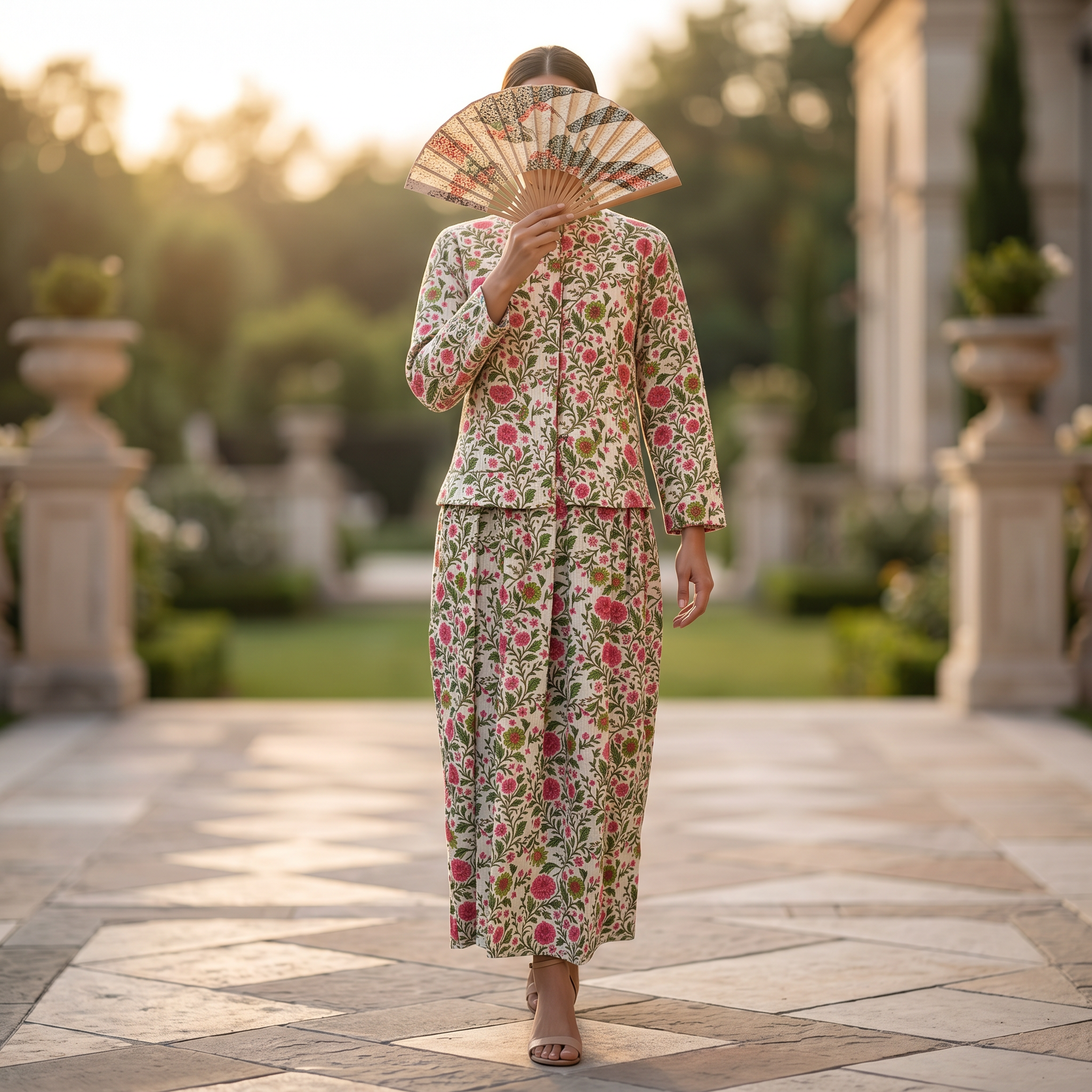 S-M Cotton Printed Jacket & Jalabiya Set length 57” Long 25389-1353 JP
