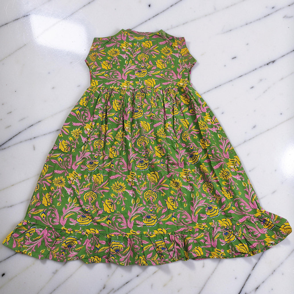 8-9 Year Amani Printed Cotton Girls Dress 42" Short Sleeves Jalabiya 25469-1399 JP