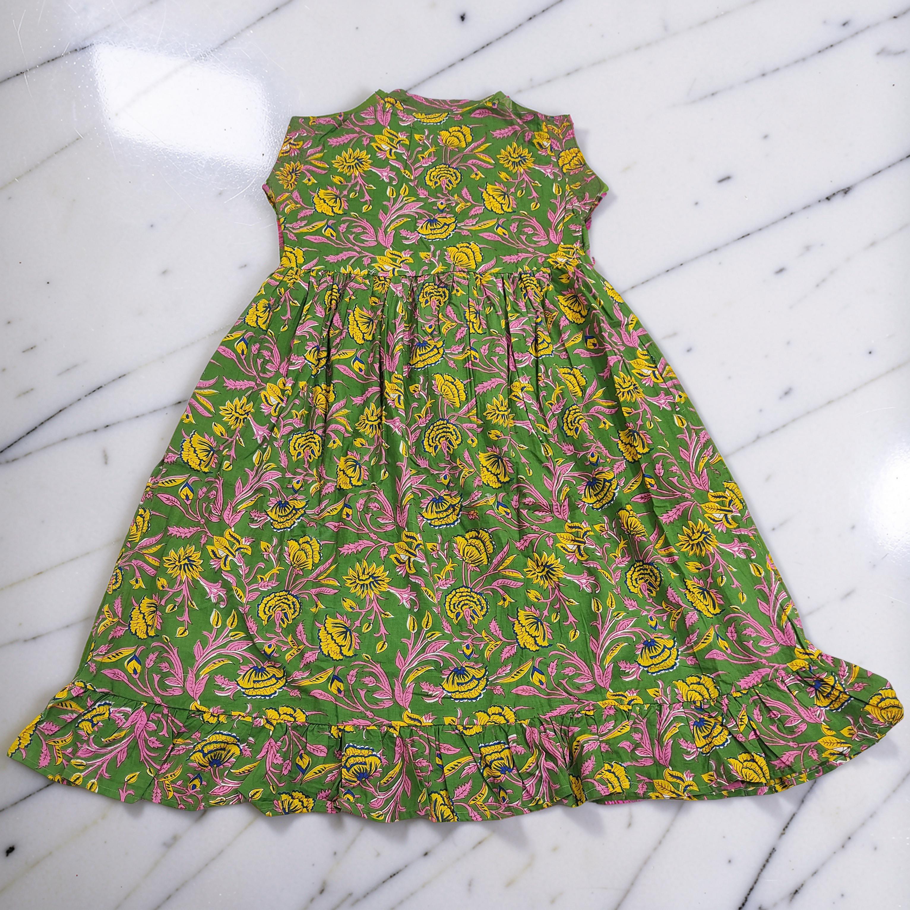 8-9 Year Amani Printed Cotton Girls Dress 42" Short Sleeves Jalabiya 25469-1399 JP