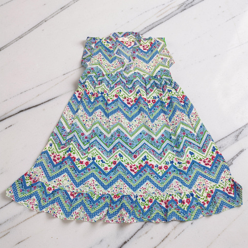 6-7 Year Amani Printed Cotton Girls Dress 38" Short Sleeves Jalabiya 25475-1399 JP