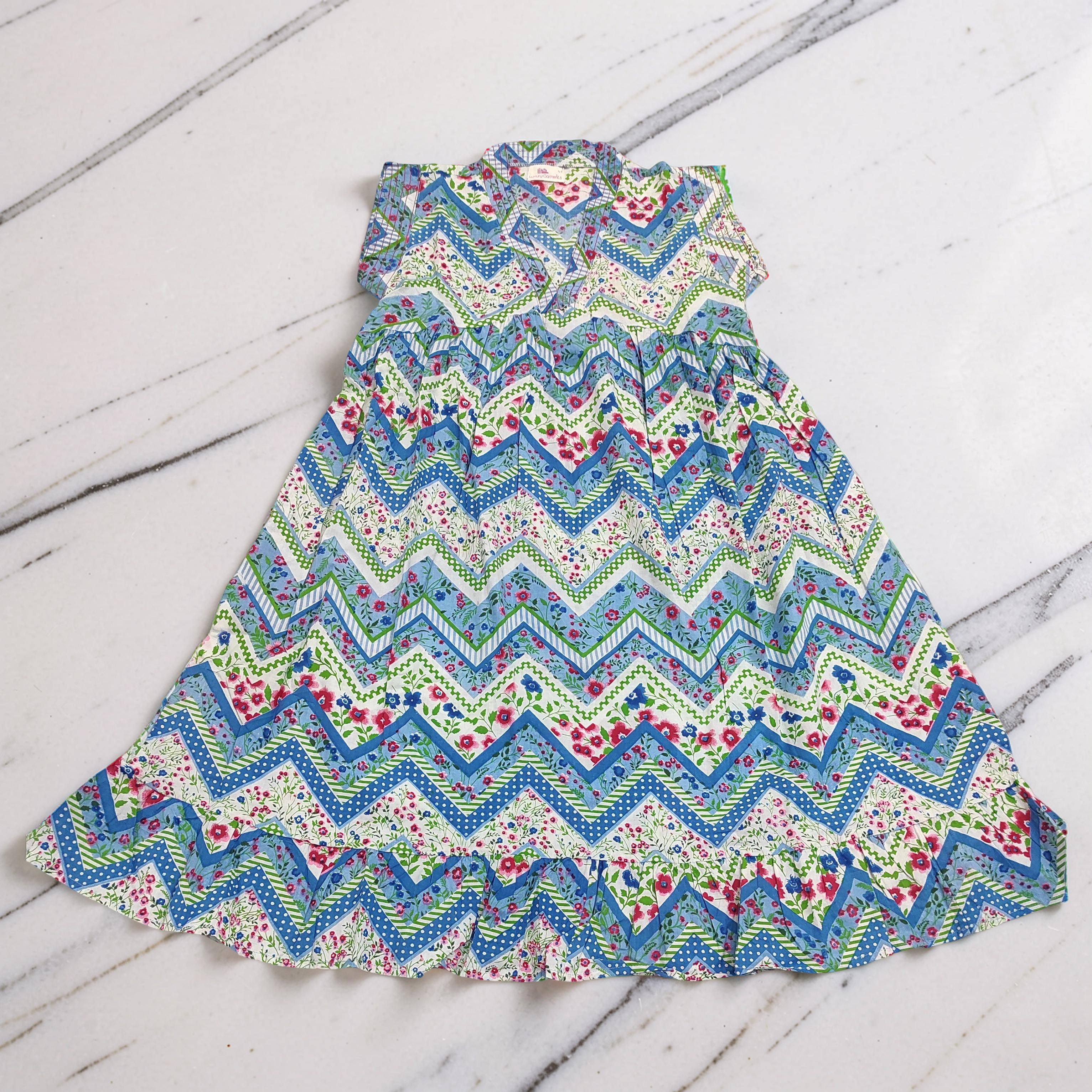 6-7 Year Amani Printed Cotton Girls Dress 38" Short Sleeves Jalabiya 25475-1399 JP