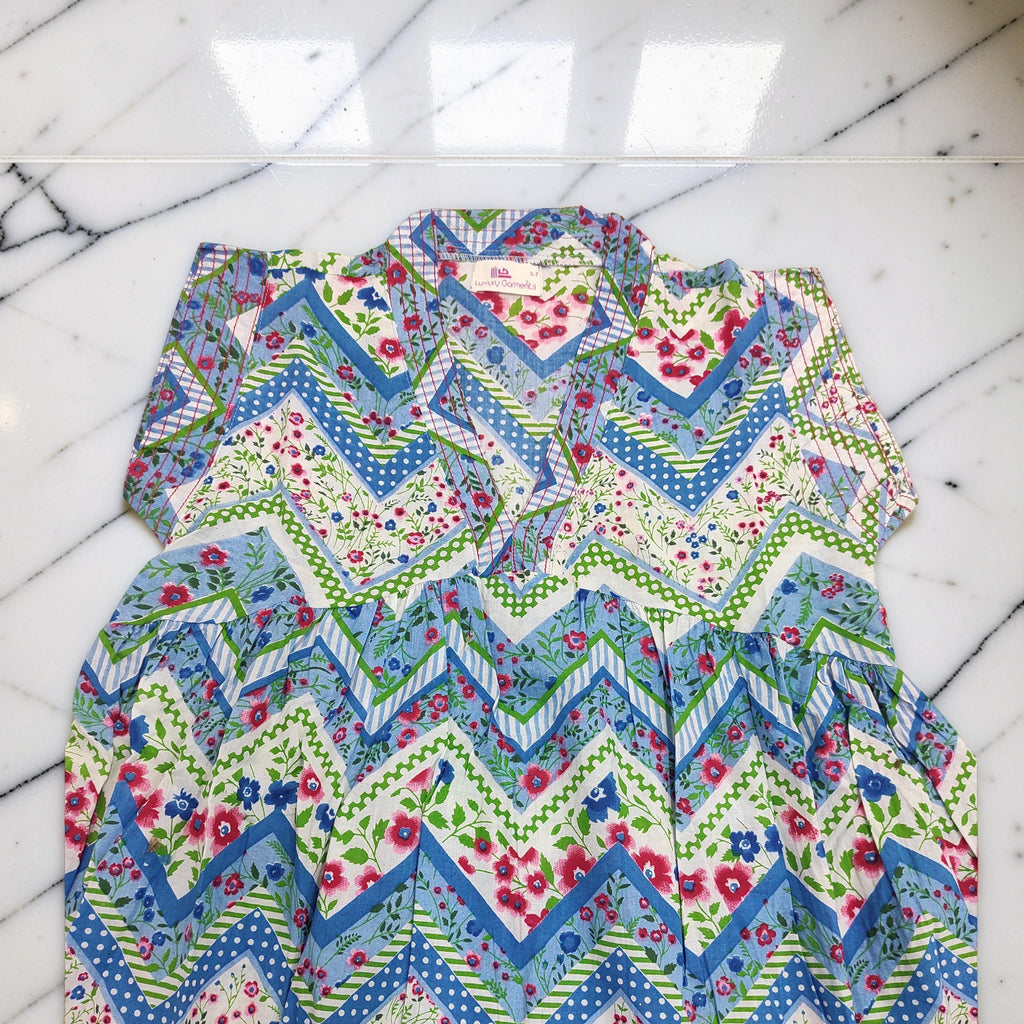 6-7 Year Amani Printed Cotton Girls Dress 38" Short Sleeves Jalabiya 25475-1399 JP