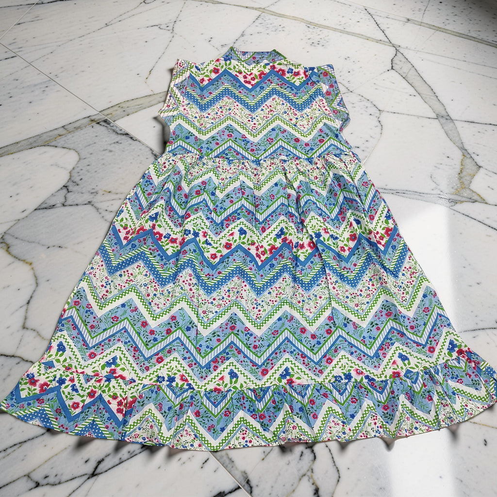6-7 Year Amani Printed Cotton Girls Dress 38" Short Sleeves Jalabiya 25475-1399 JP