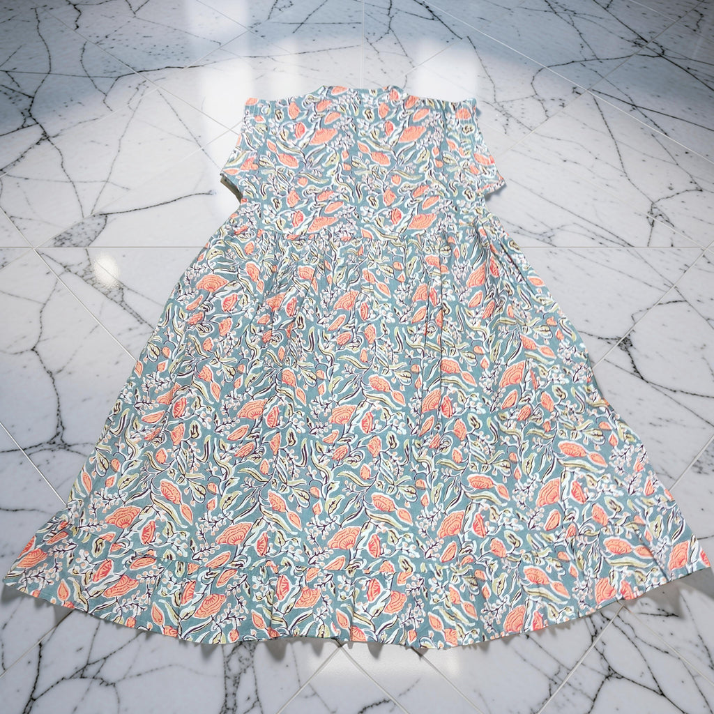 6-7 Year Amani Printed Cotton Girls Dress 38" Short Sleeves Jalabiya 25476-1399 JP