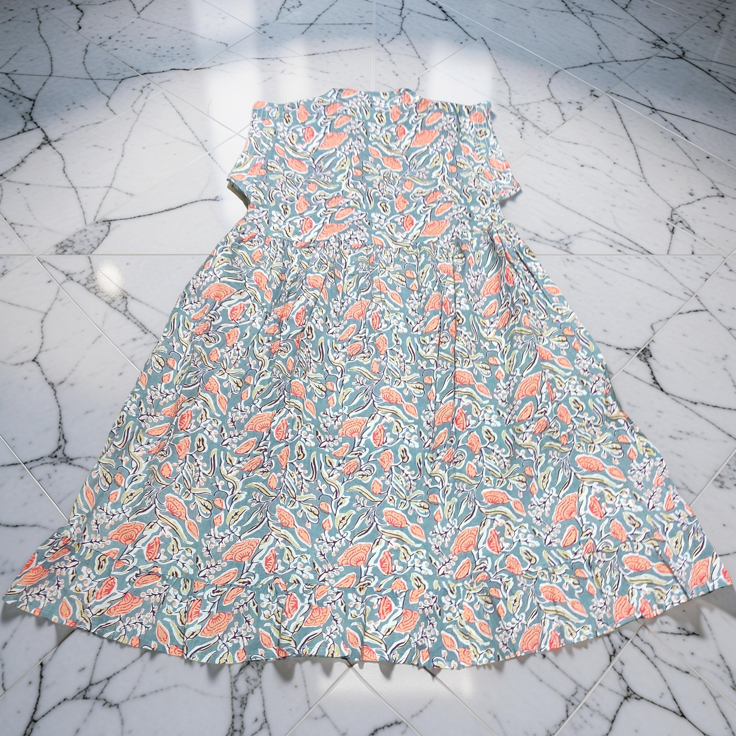 6-7 Year Amani Printed Cotton Girls Dress 38" Short Sleeves Jalabiya 25476-1399 JP