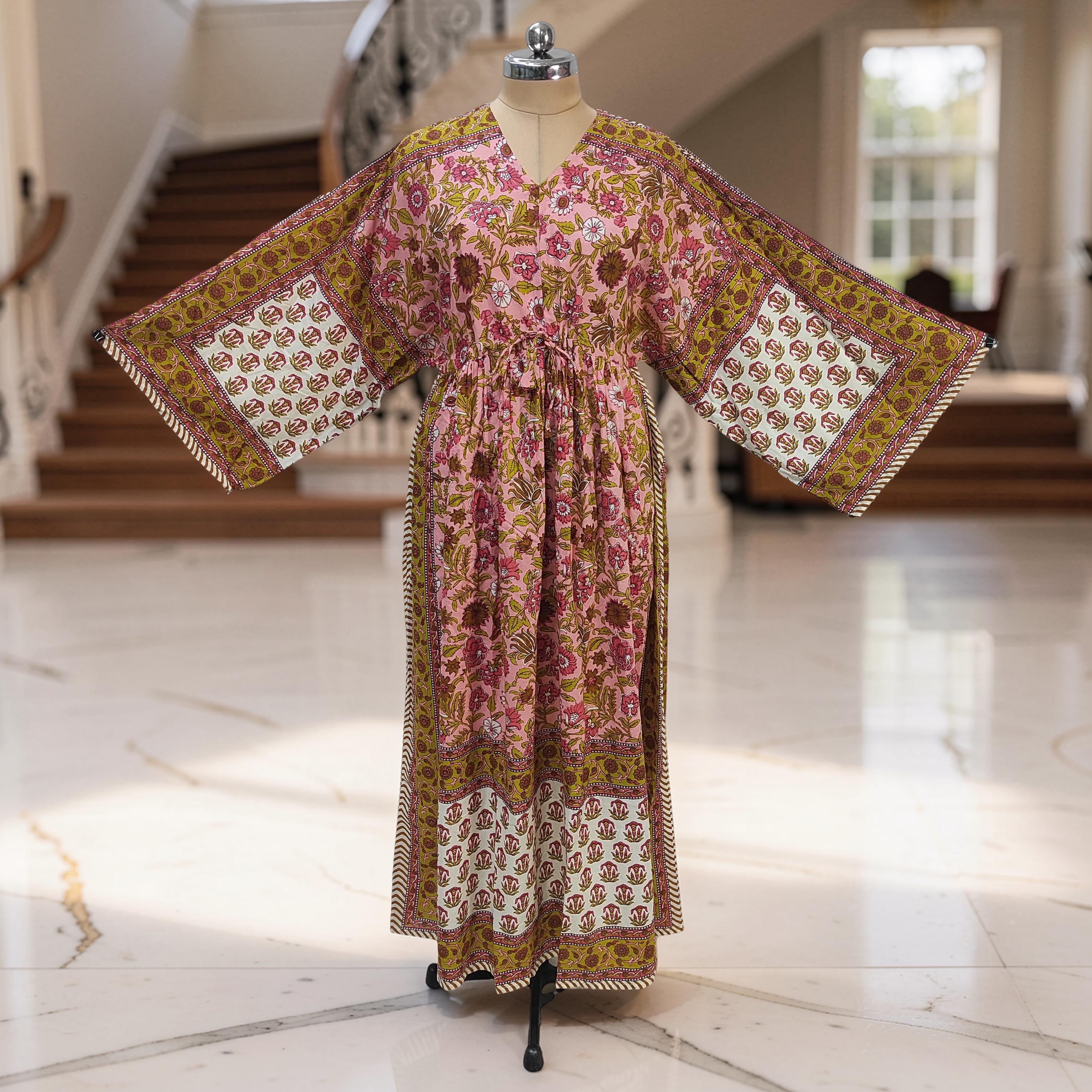 S-M Anam Printed Cotton Dress 57" Long Jalabiya 25500-1329 JP