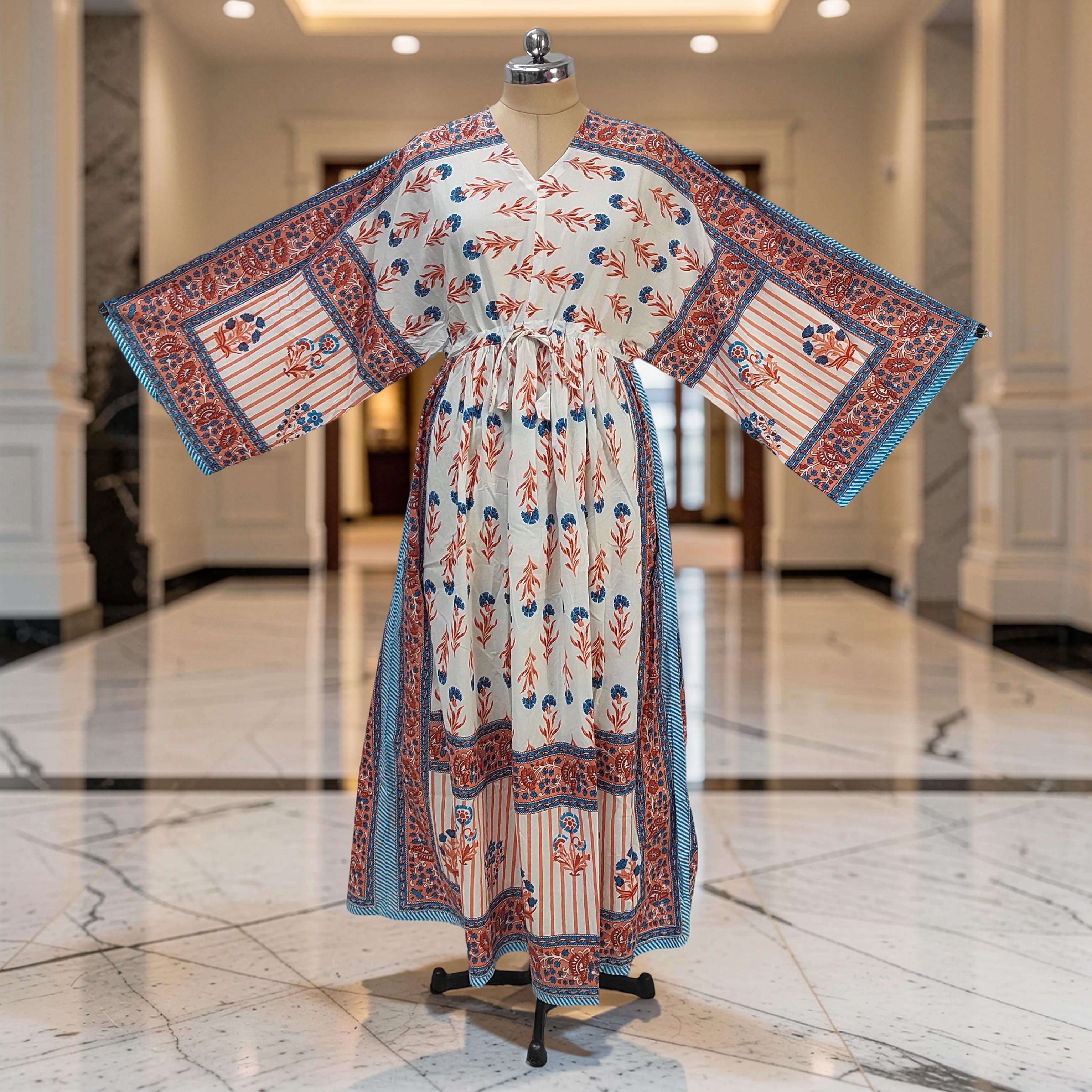 S-M Anam Printed Cotton Dress 57" Long Jalabiya 25501-1329 JP