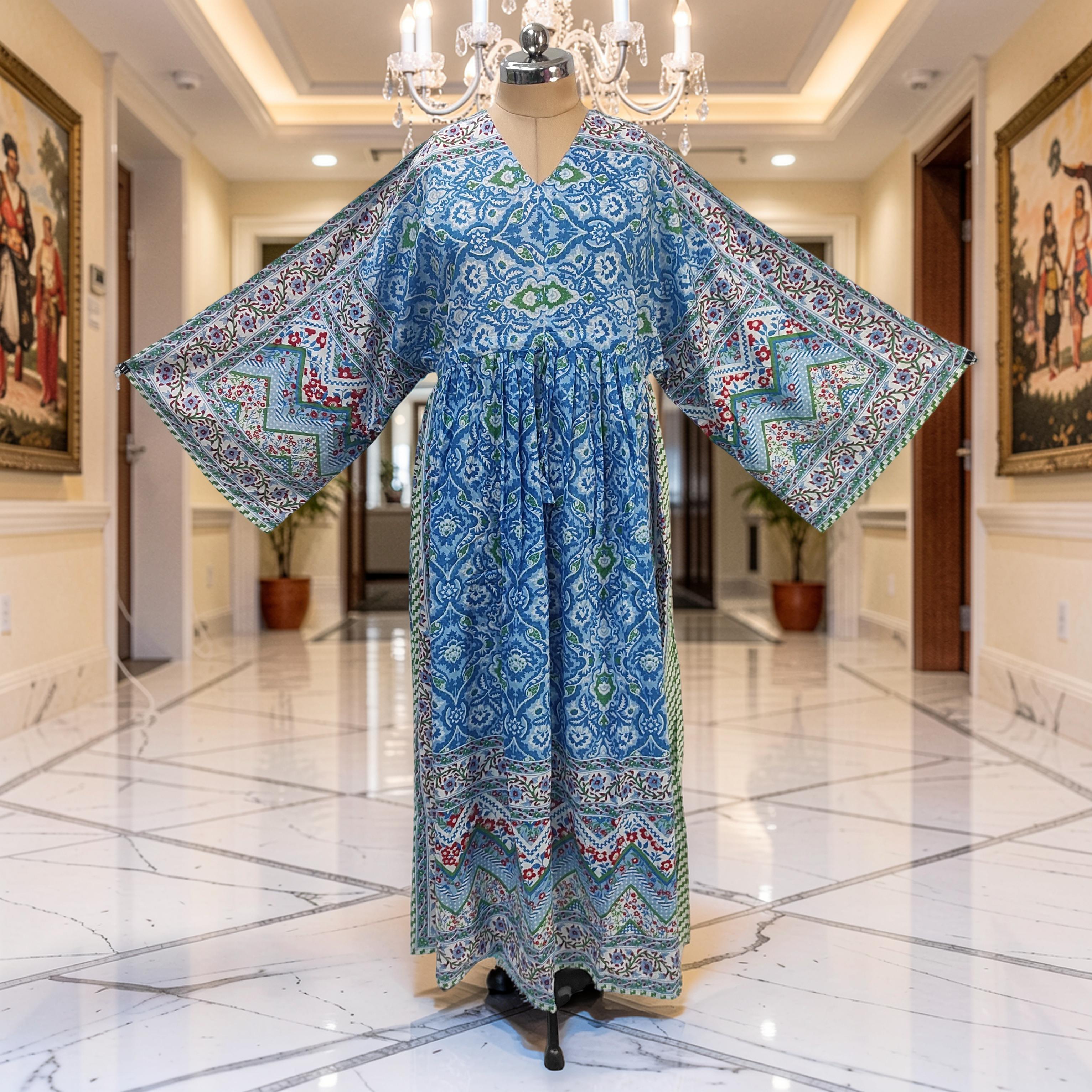 S-M Anam With Sheila Printed Cotton Dress 57" Long Jalabiya 25503-1329 JP