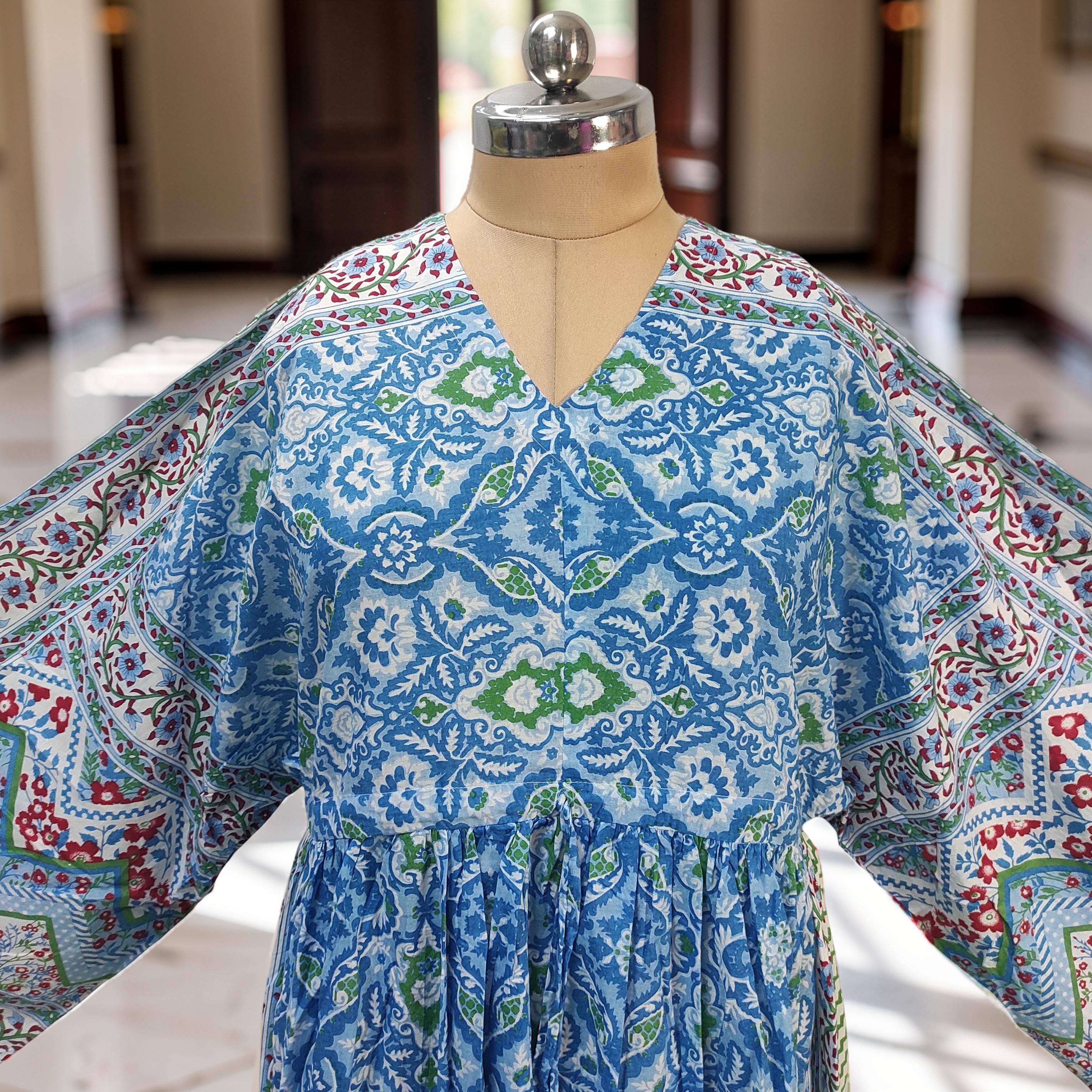 S-M Anam With Sheila Printed Cotton Dress 57" Long Jalabiya 25503-1329 JP