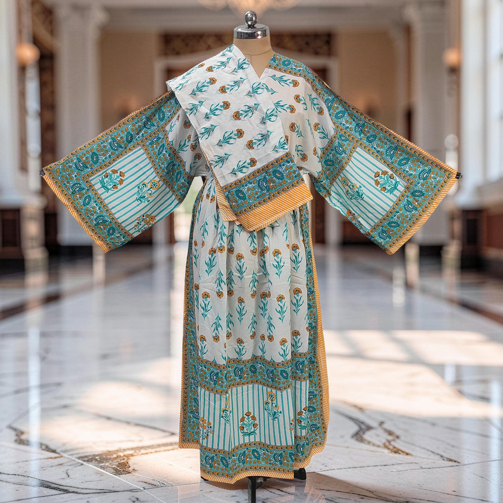 S-M Anam With Sheila Printed Cotton Dress 57" Long Jalabiya 25506-1330 JP