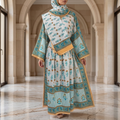 S/M Anam With Sheila Printed Cotton Dress Long Jalabiya 25506-1330 JP