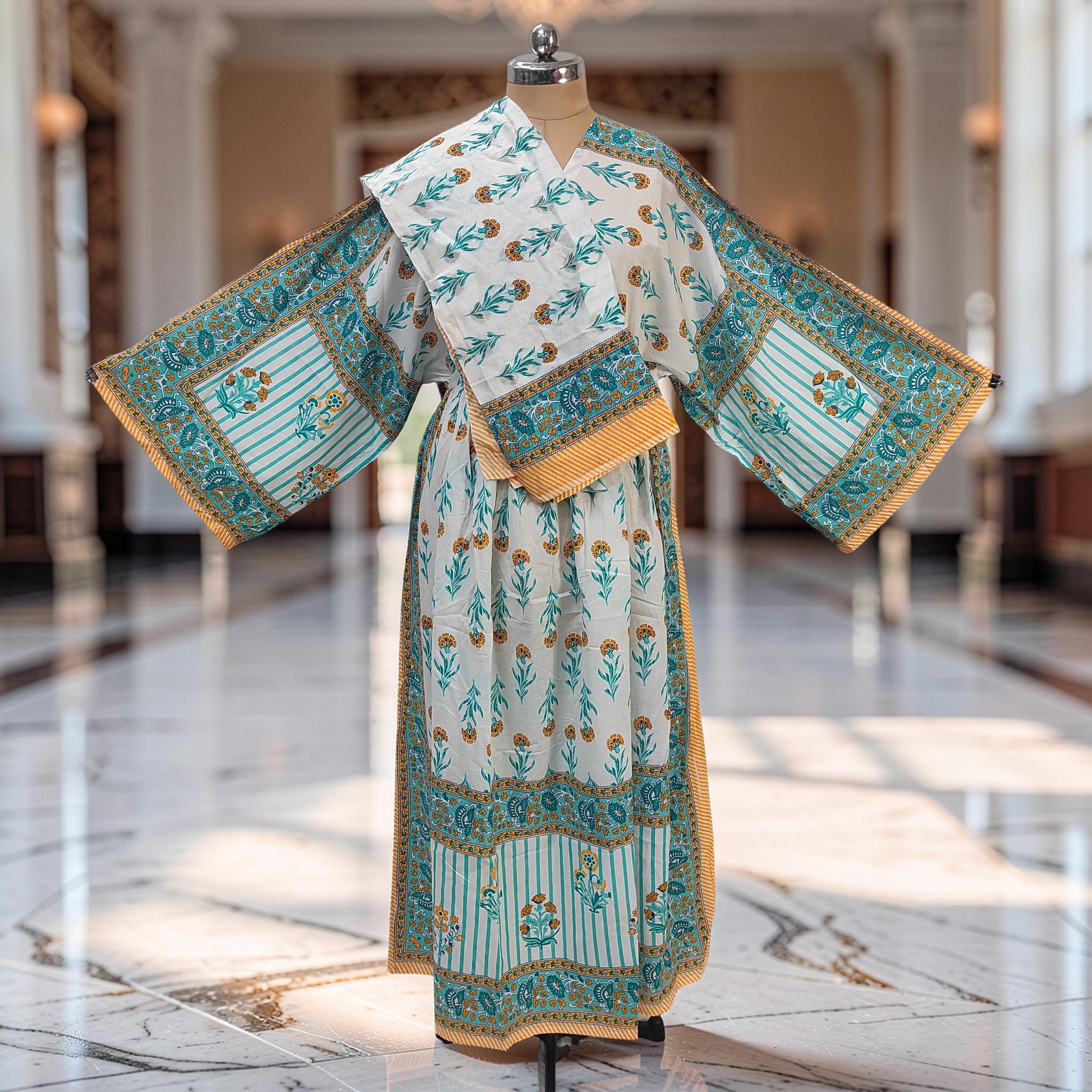 S-M Anam With Sheila Printed Cotton Dress 57" Long Jalabiya 25506-1329 JP