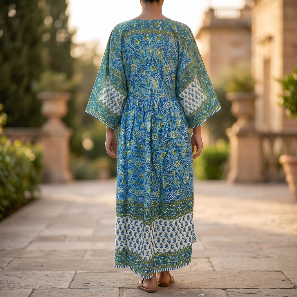 S/M Anam With Sheila Printed Cotton Dress Long Jalabiya 25508-1330 JP