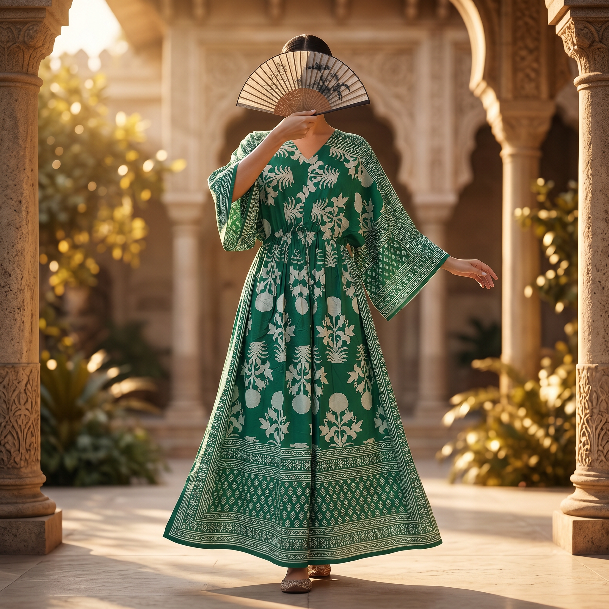 S/M Anam With Sheila Printed Cotton Dress Long Jalabiya 25509-1330 JP