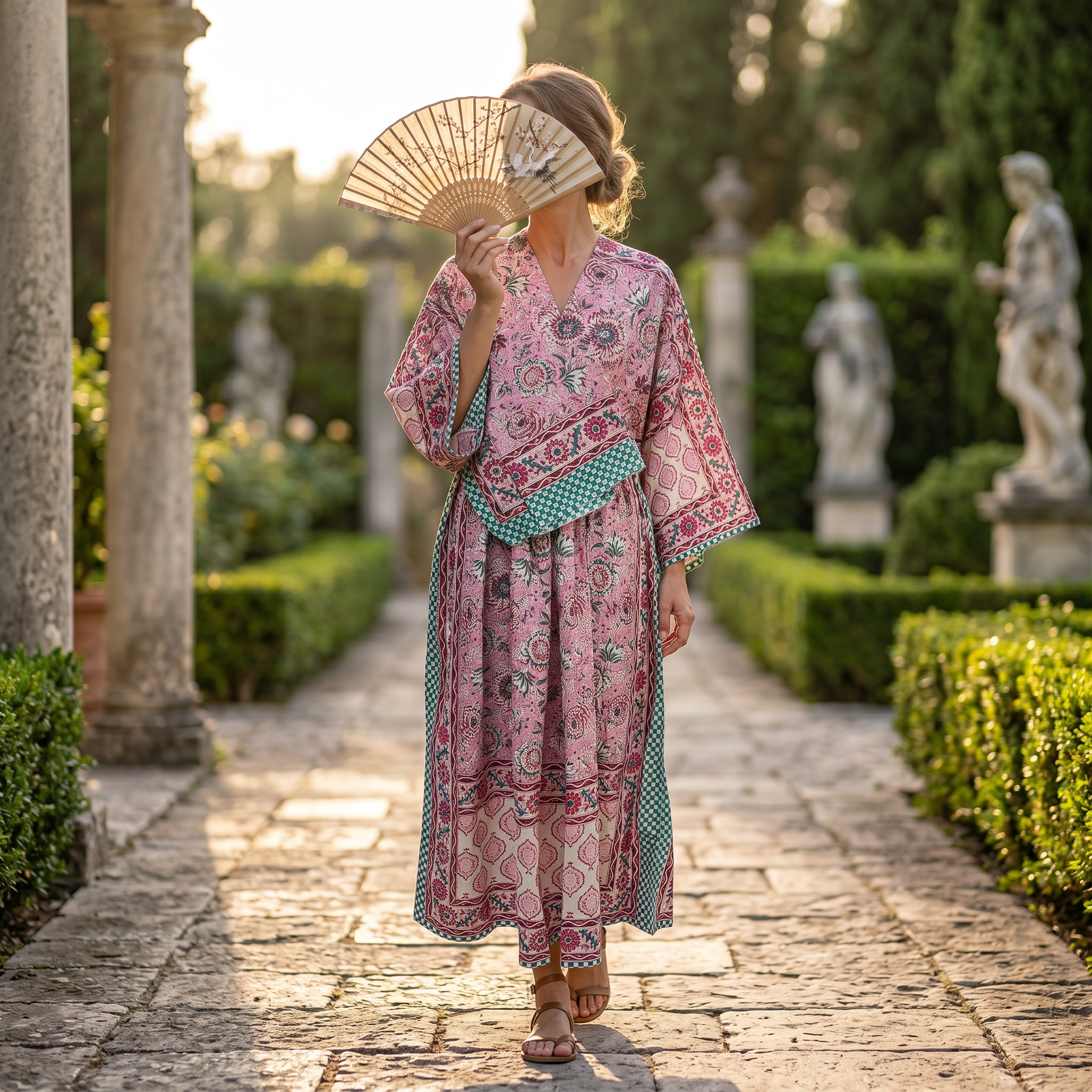 S/M Anam With Sheila Printed Cotton Dress Long Jalabiya 25510-1330 JP