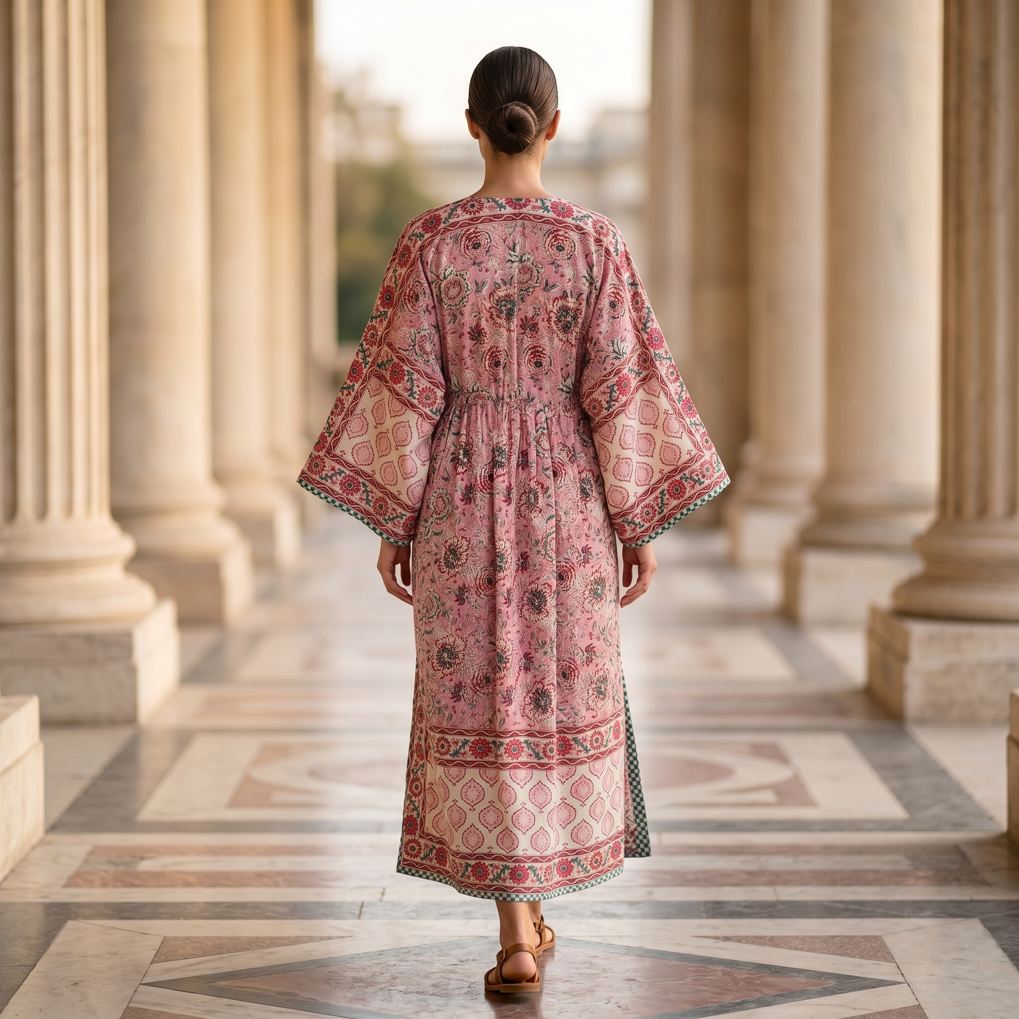S/M Anam With Sheila Printed Cotton Dress Long Jalabiya 25510-1330 JP