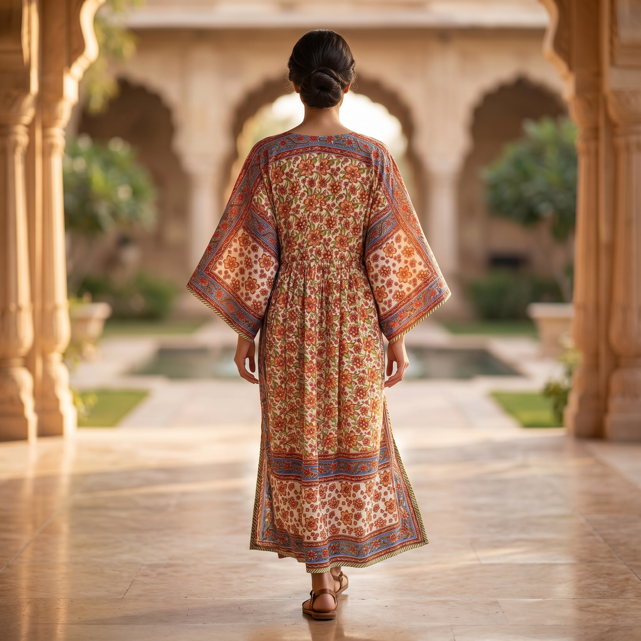 S/M Anam With Sheila Printed Cotton Dress Long Jalabiya 25511-1330 JP