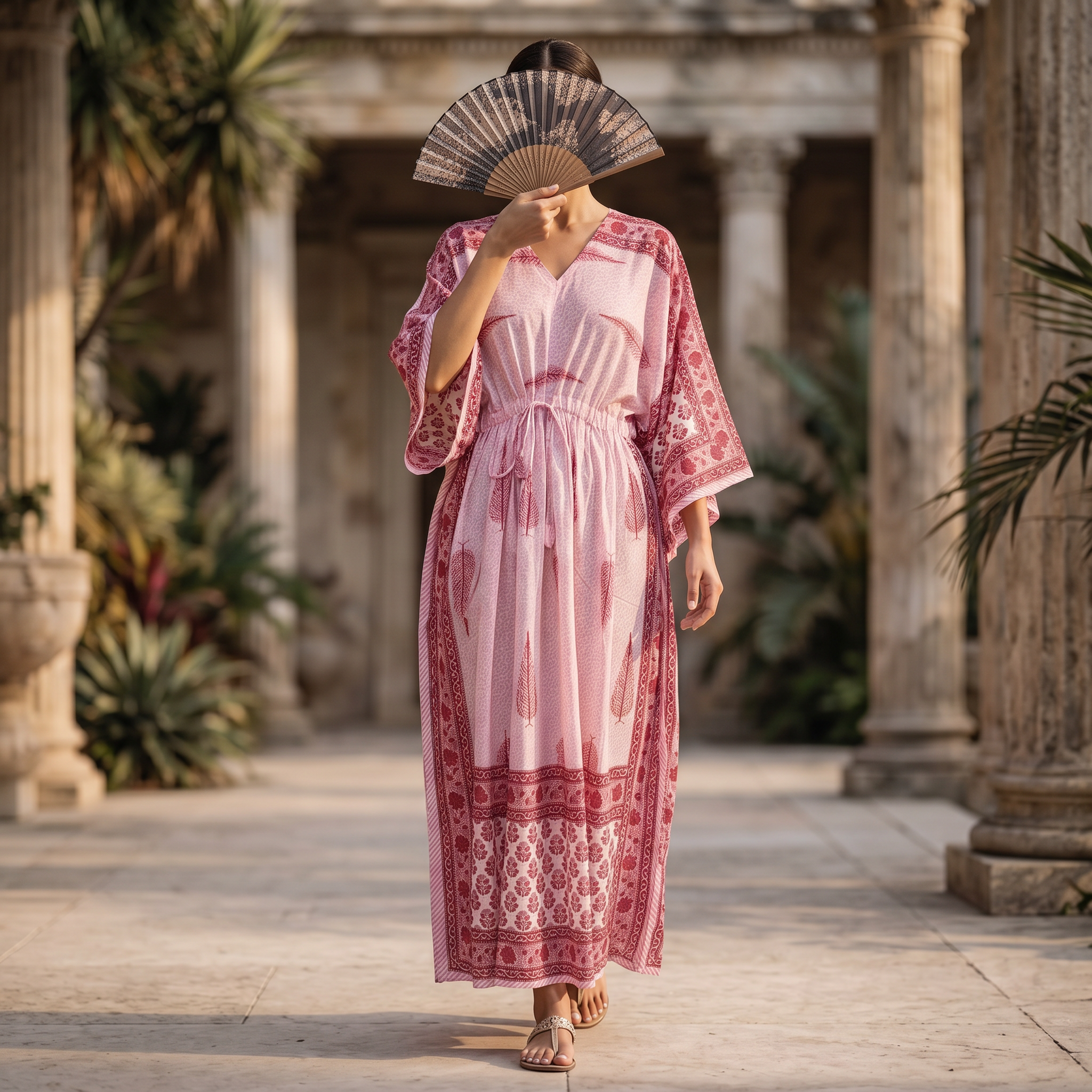 S/M Anam With Sheila Printed Cotton Dress Long Jalabiya 25512-1330 JP