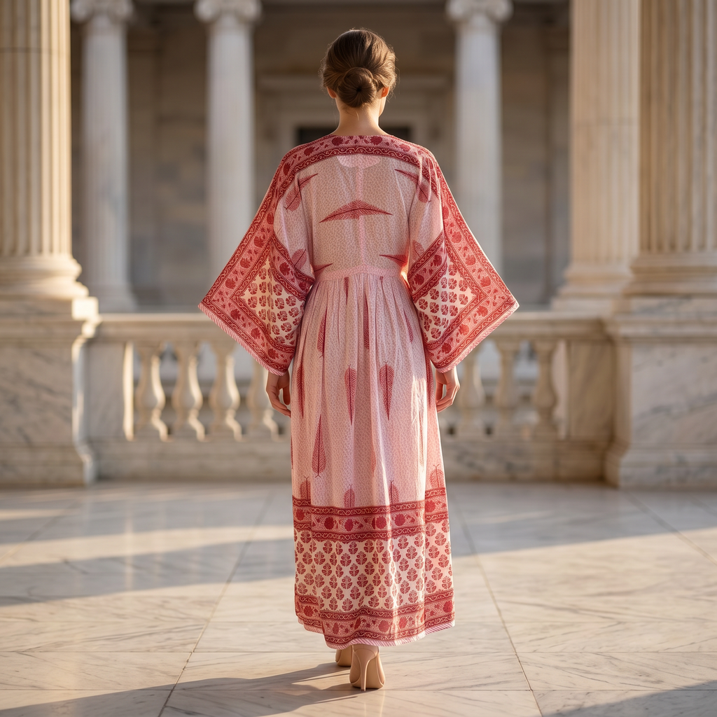 S/M Anam With Sheila Printed Cotton Dress Long Jalabiya 25512-1330 JP