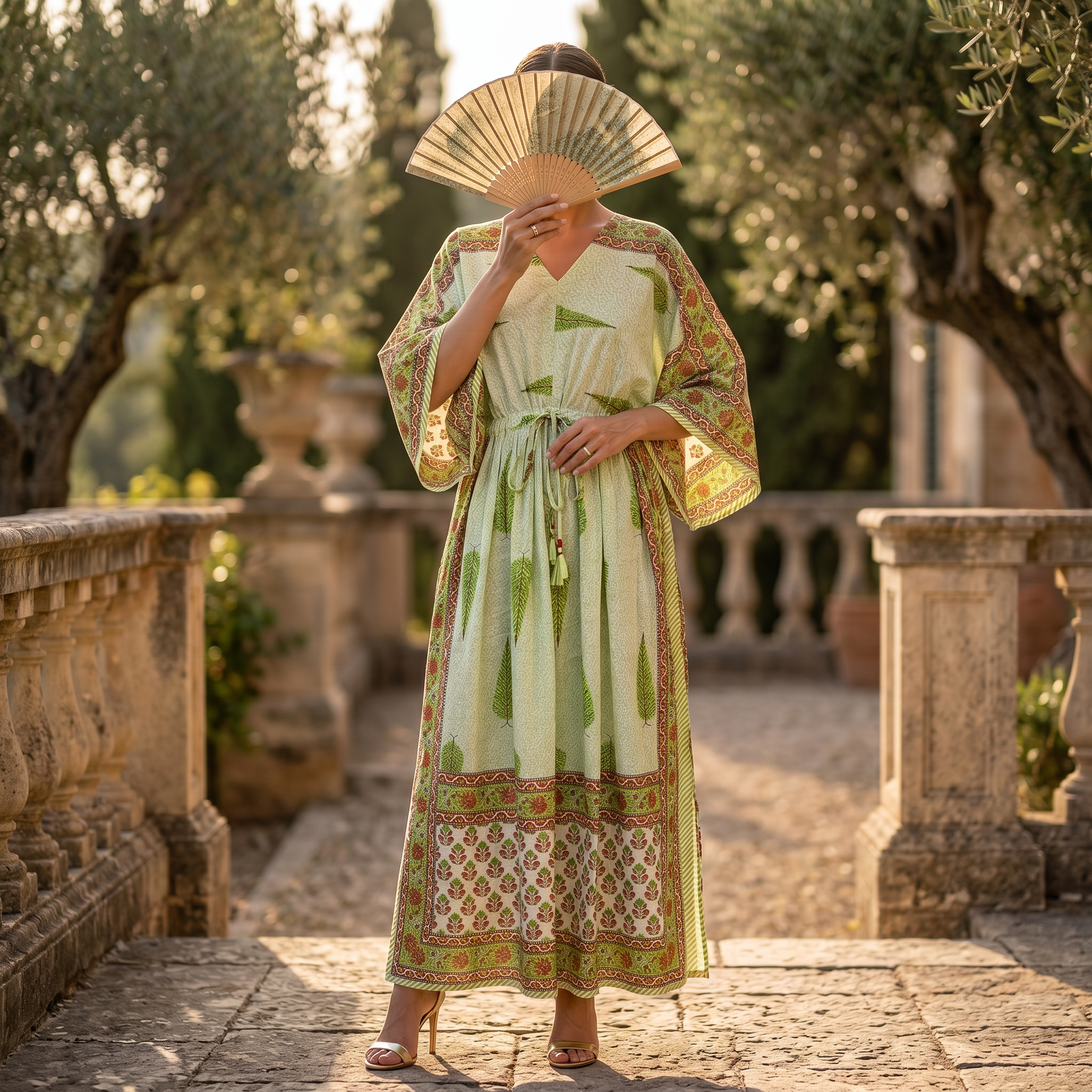 L-XL Anam Printed Cotton Dress 57" Long Jalabiya With Sheila 25519-1332 JP