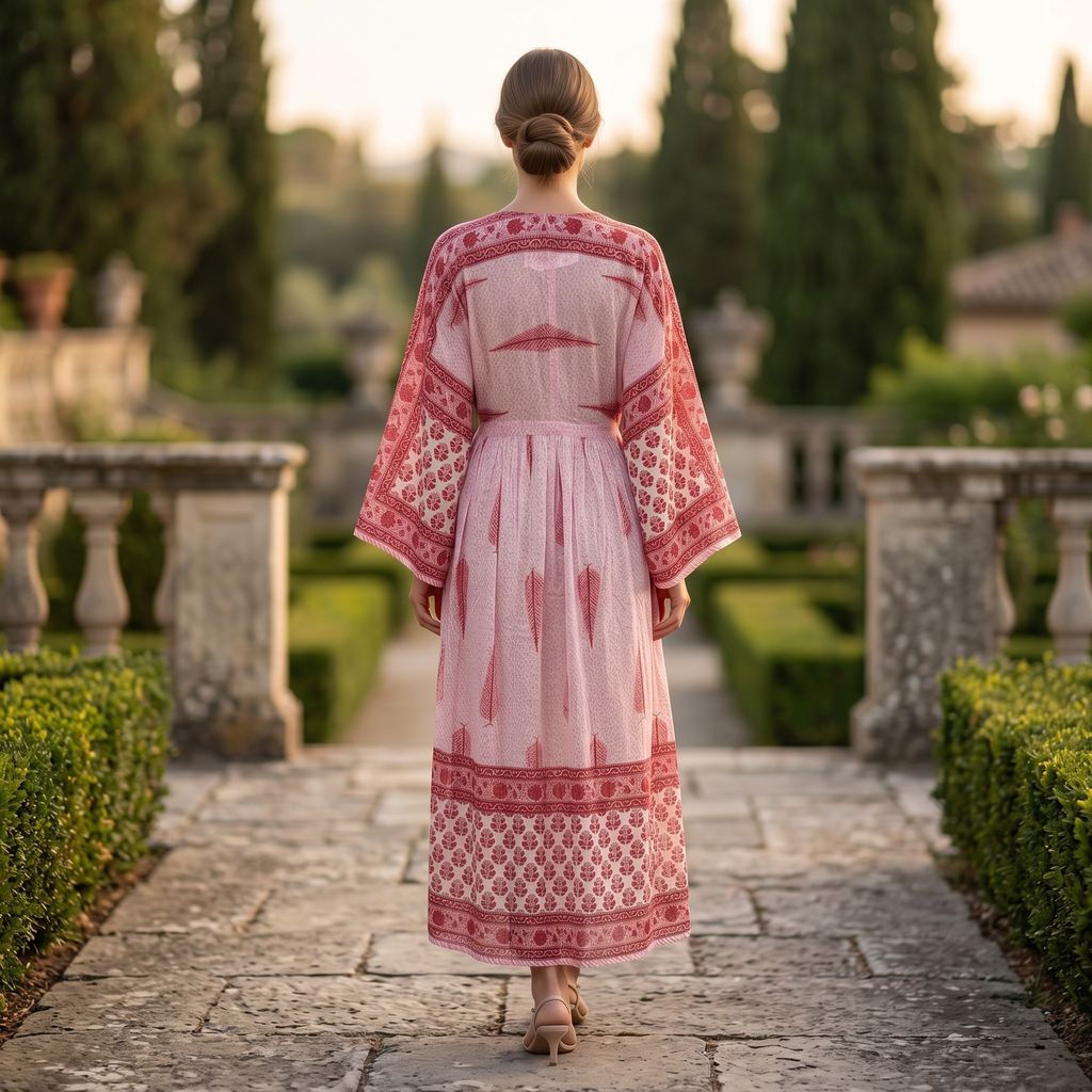 L-XL Anam Printed Cotton Dress 57" Long Jalabiya With Sheila 25524-1333 JP