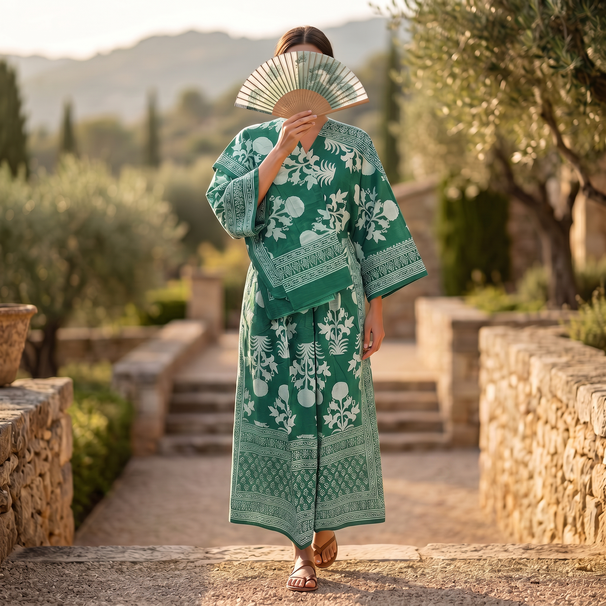 L-XL Anam Printed Cotton Dress 57" Long Jalabiya With Sheila 25526-1333 JP