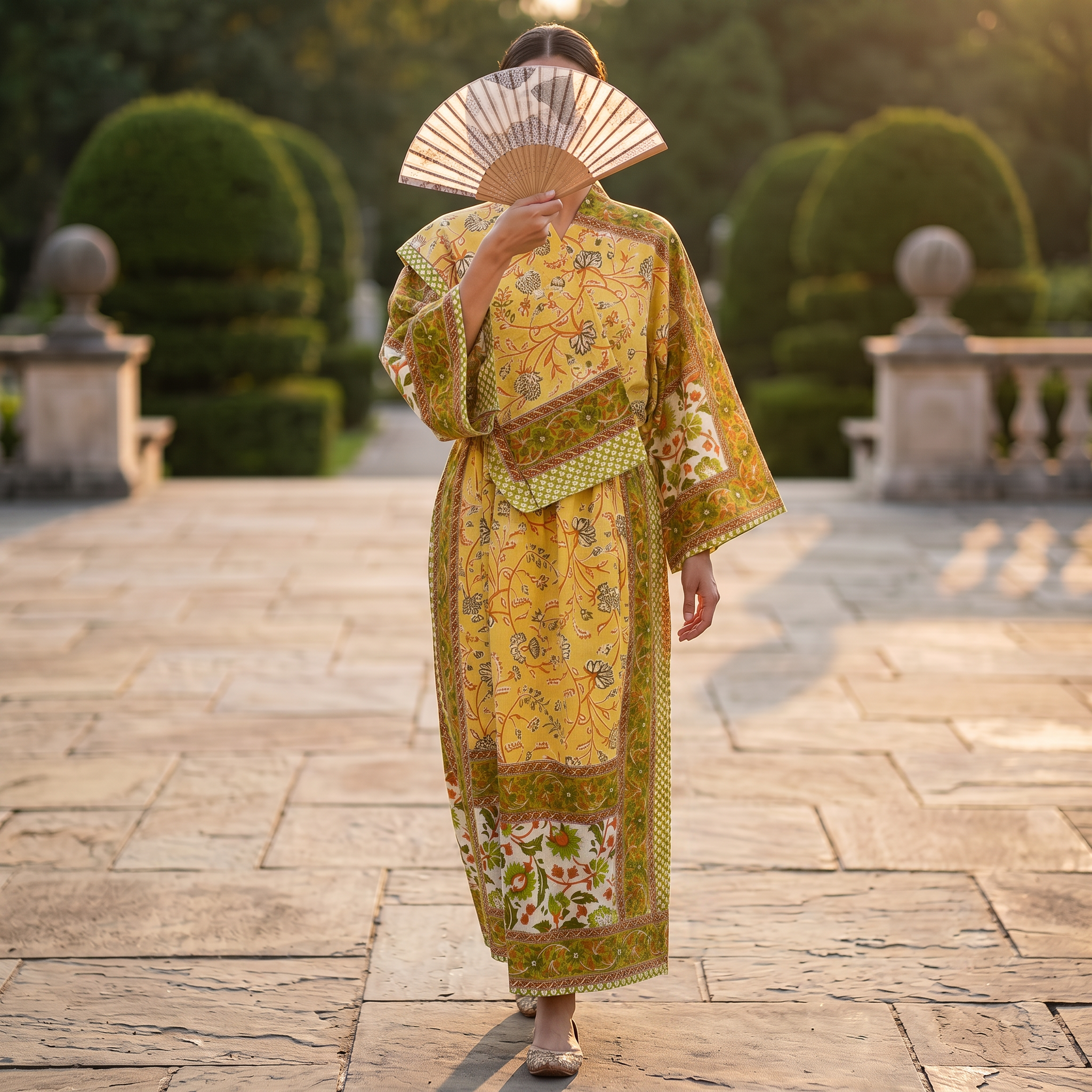 L-XL Anam Printed Cotton Dress 57" Long Jalabiya With Sheila 25527-1334 JP