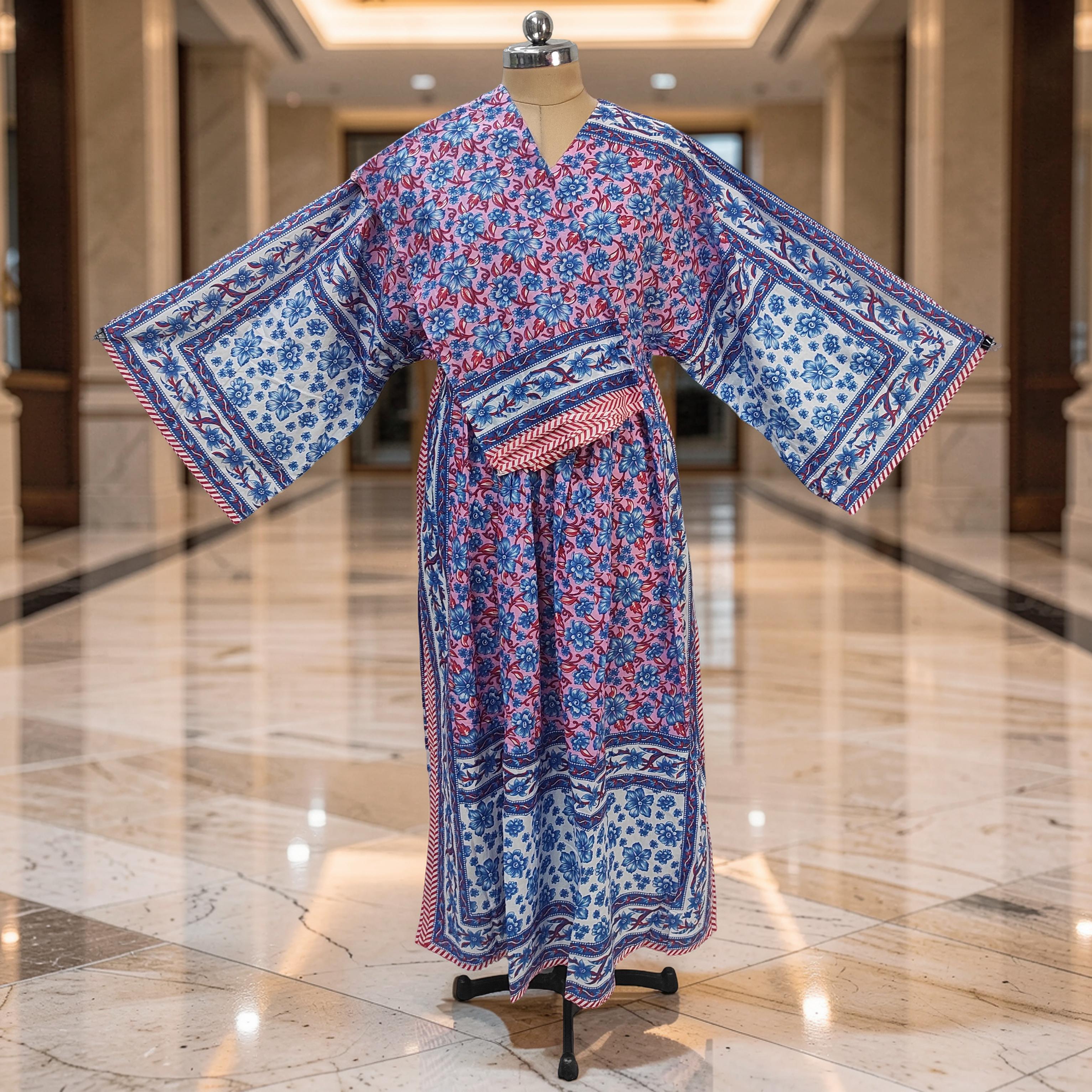 XS-S Anam Printed Cotton Dress 57" Long Jalabiya With Sheila 25536-1335 JP