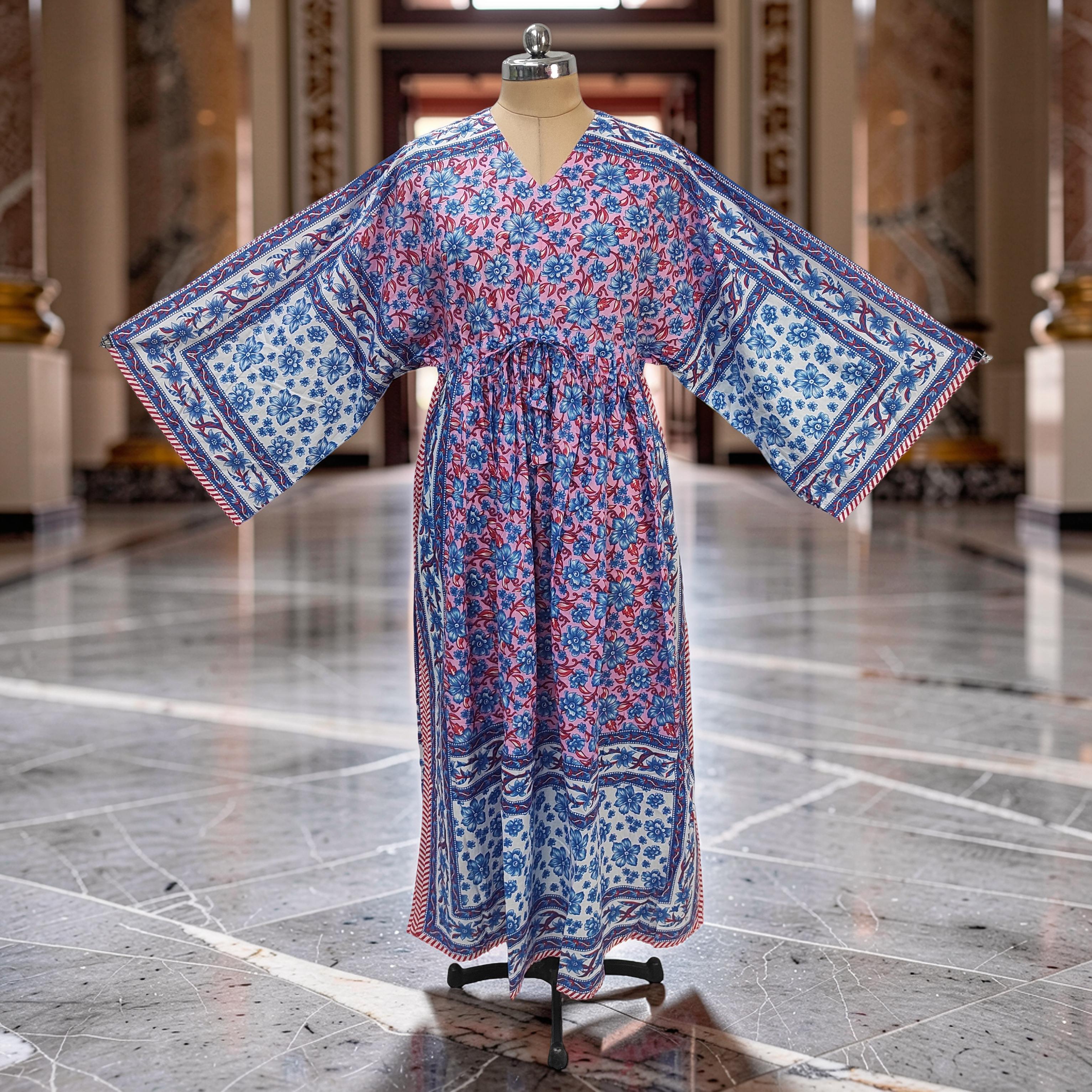 XS-S Anam Printed Cotton Dress 57" Long Jalabiya With Sheila 25536-1335 JP