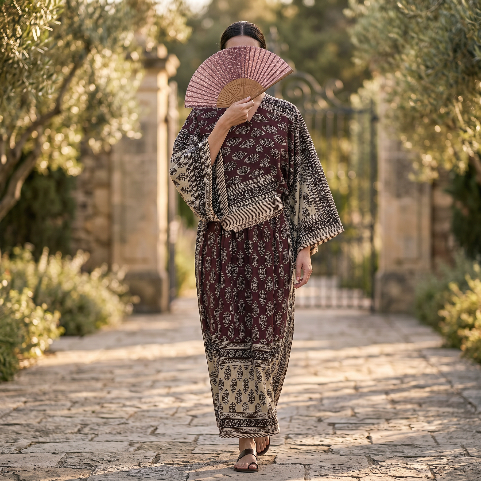 XS-S Cotton Printed Anam Dress 54" Long Jalabiya With Sheila 25545-1336 JP