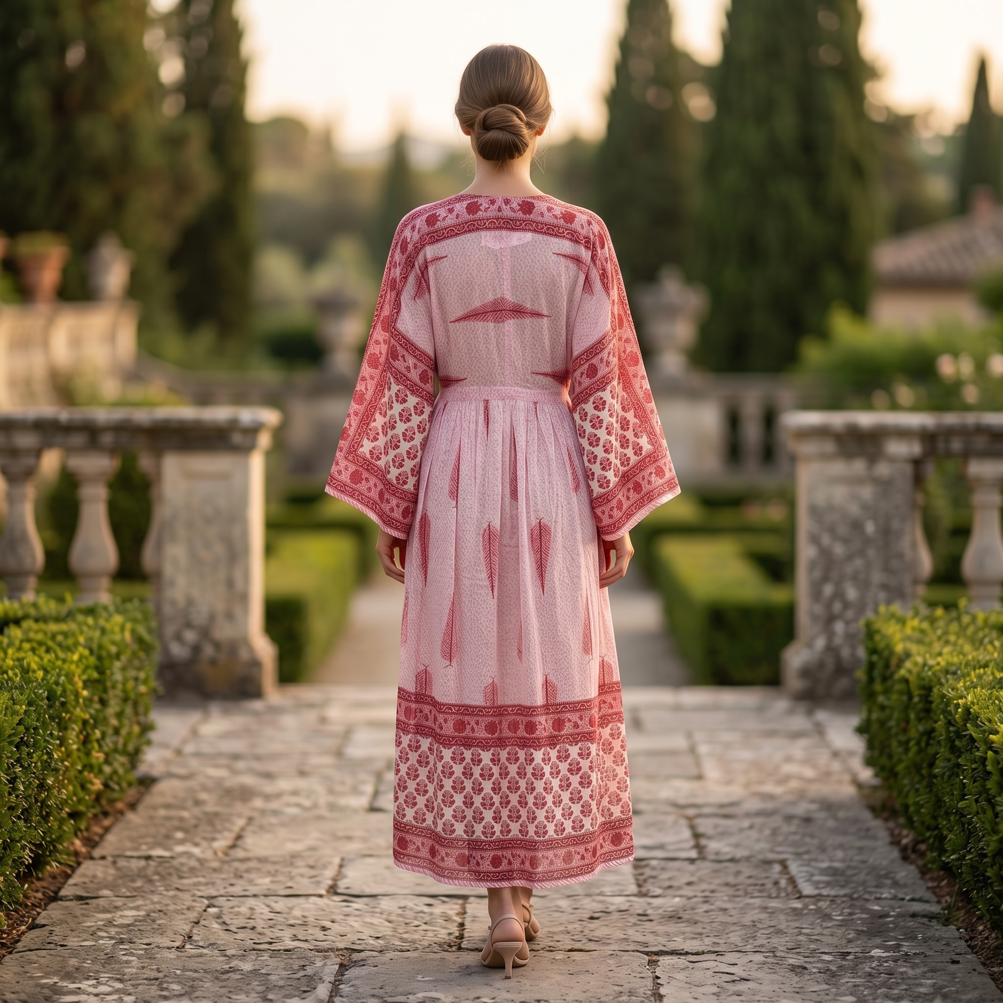 XS-S Cotton Printed Anam Dress 54" Long Jalabiya With Sheila 25547-1336 JP