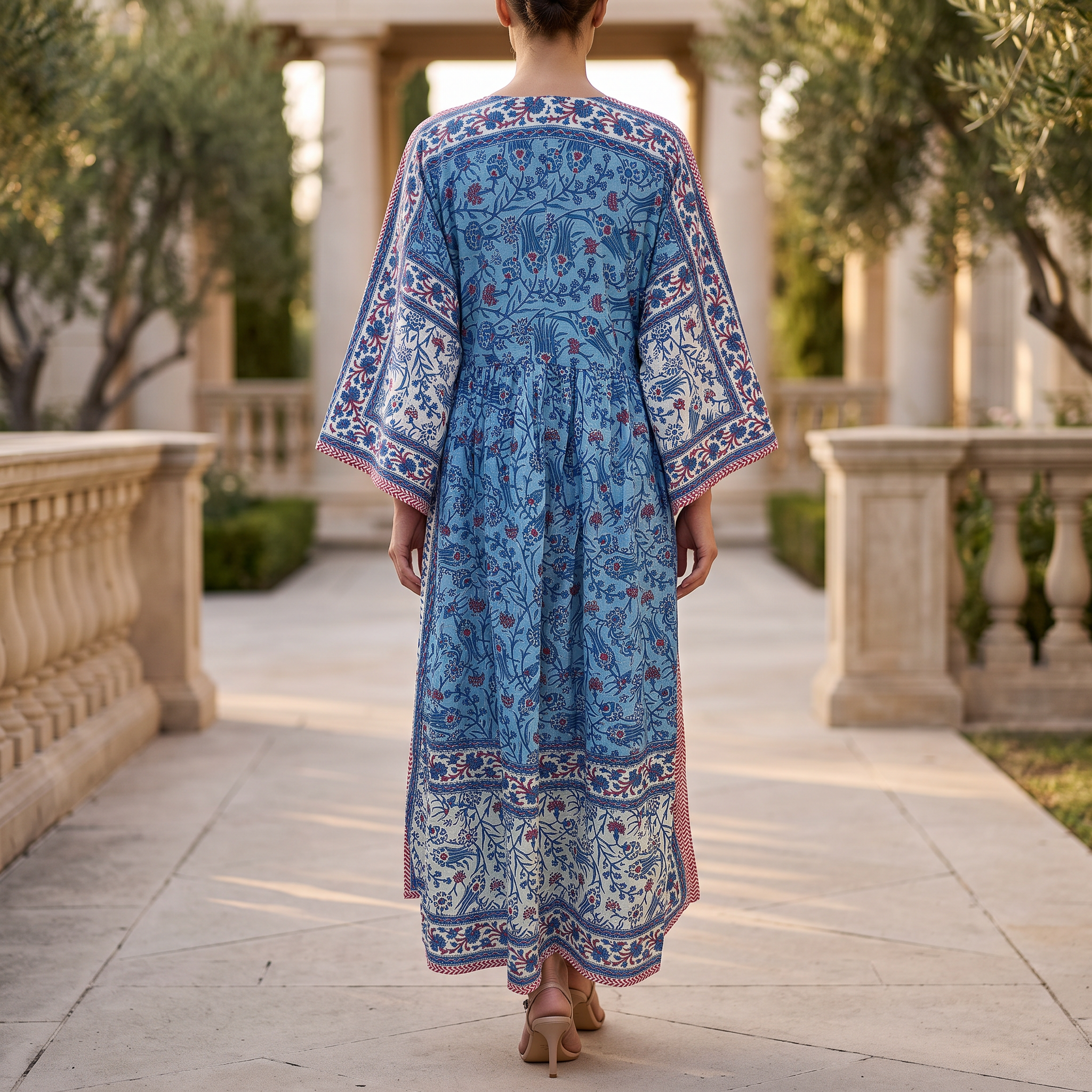 XS-S Cotton Printed Anam Dress 54" Long Jalabiya With Sheila 25548-1336 JP