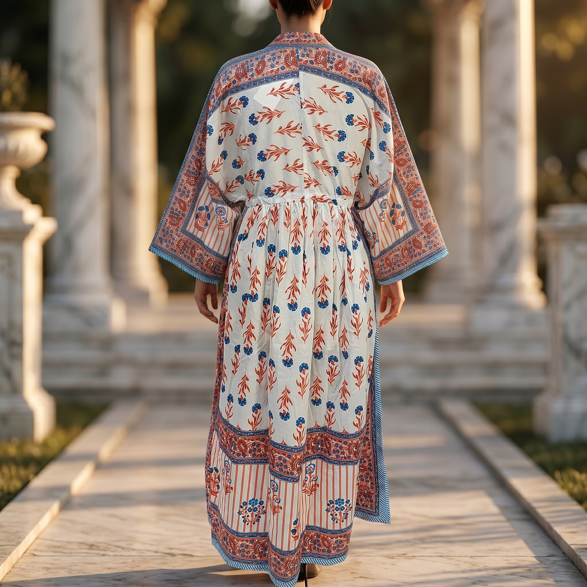 XS-S Cotton Printed Anam Dress 54" Long Jalabiya 25549-1336 JP