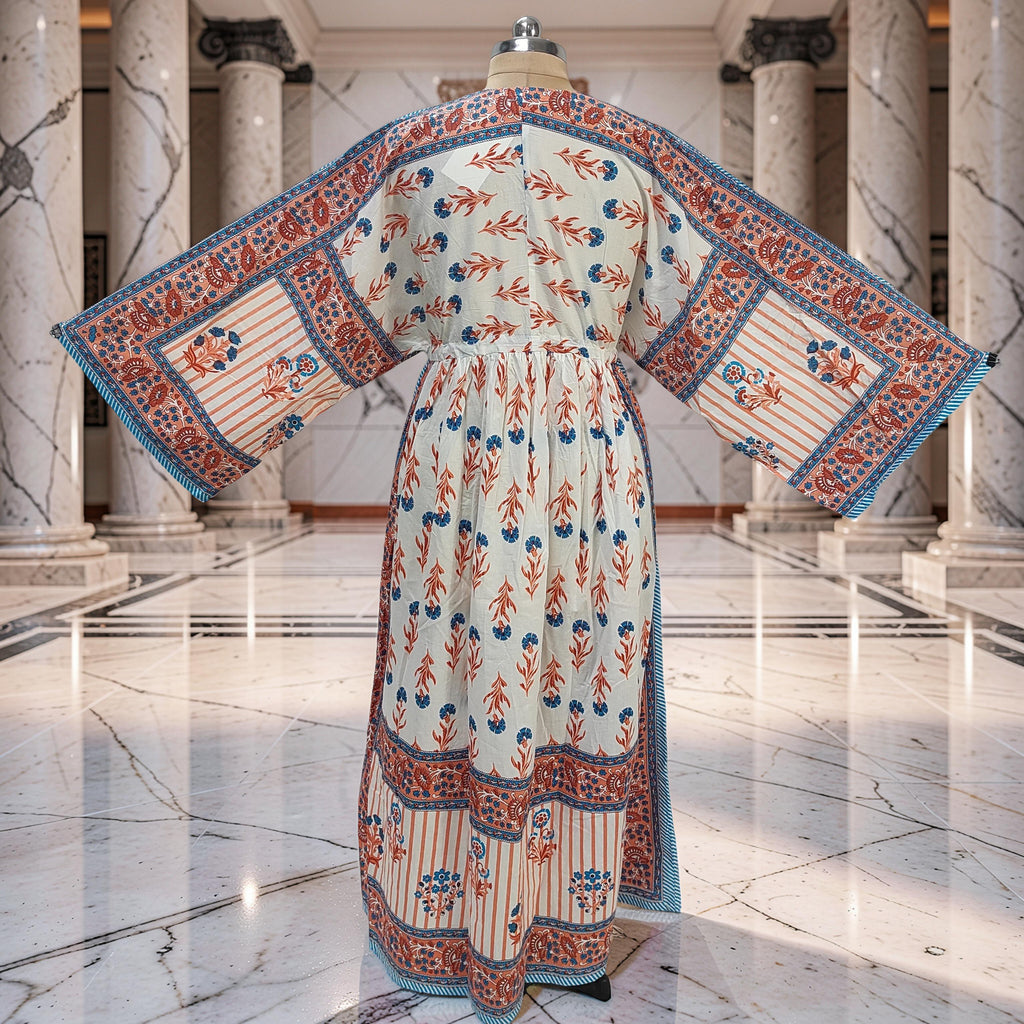 XS-S Anam Printed Cotton Dress 54" Long Jalabiya 25549-1336 JP