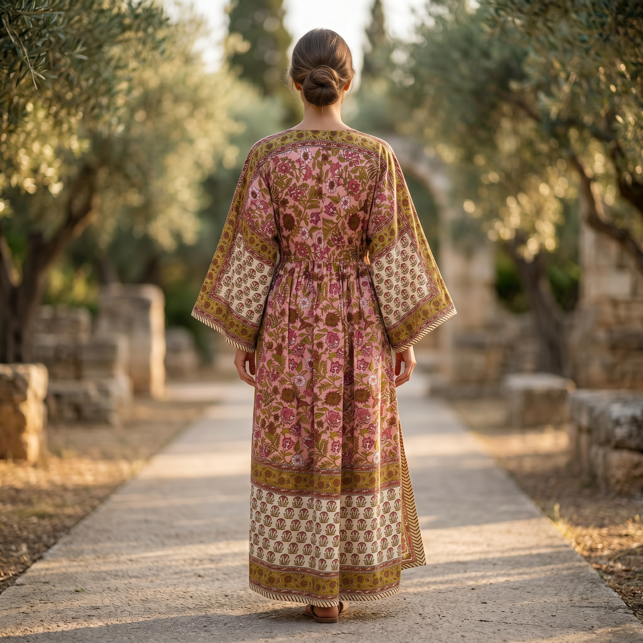 XS-S Cotton Printed Anam Dress 54" Long Jalabiya 25550-1336 JP