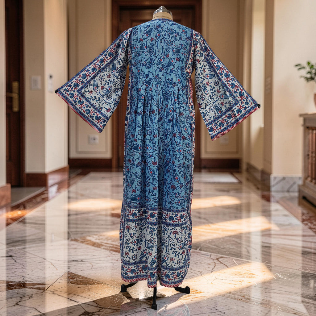 XS-S Amber With Sheila Printed Cotton Dress 54" Long Jalabiya 25553-1336 JP