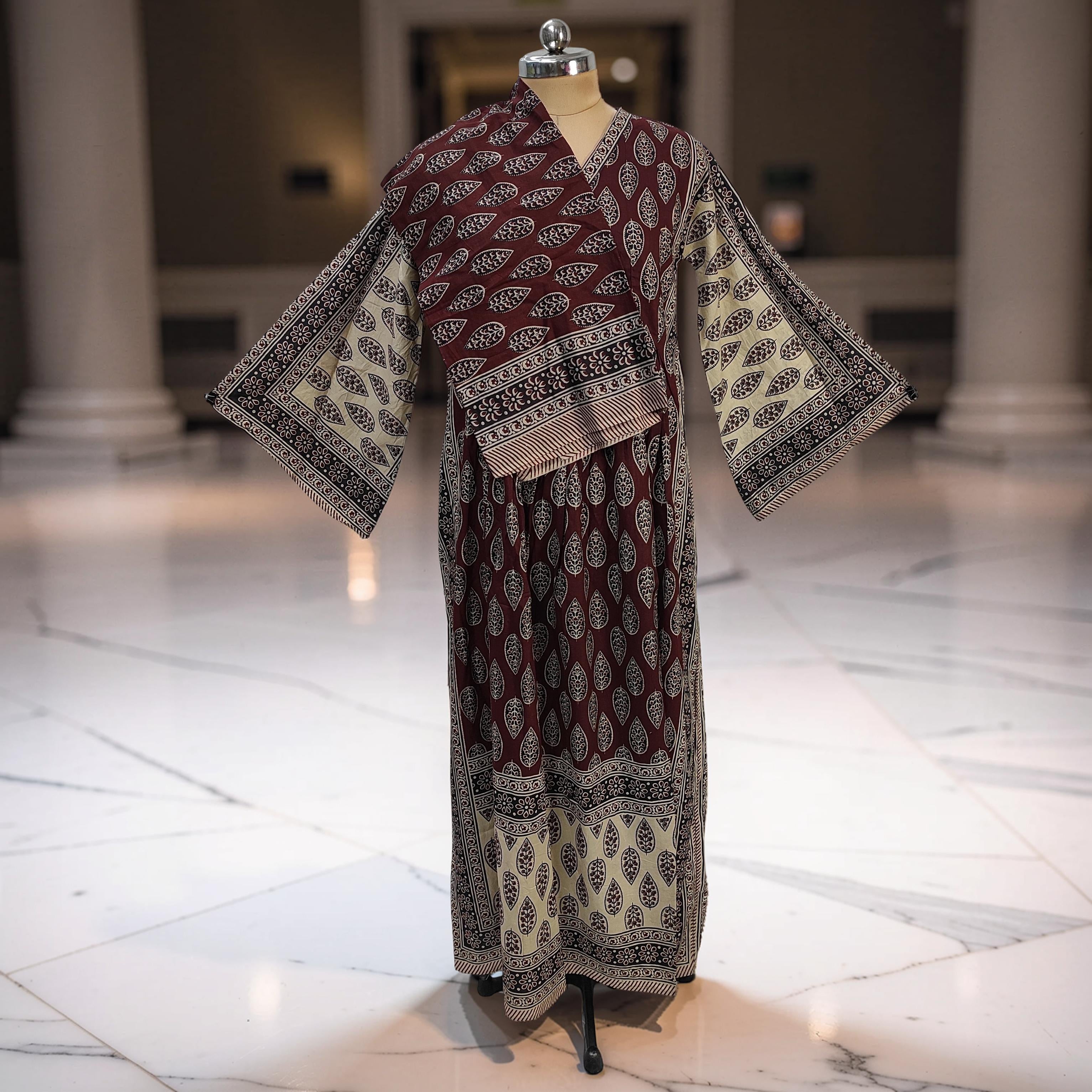 XS-S Amber With Sheila Printed Cotton Dress 54" Long Jalabiya 25554-1336 JP